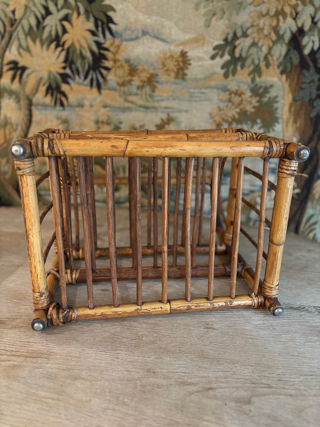 Vintage Bamboo & Rattan Three-Tier Storage Rack