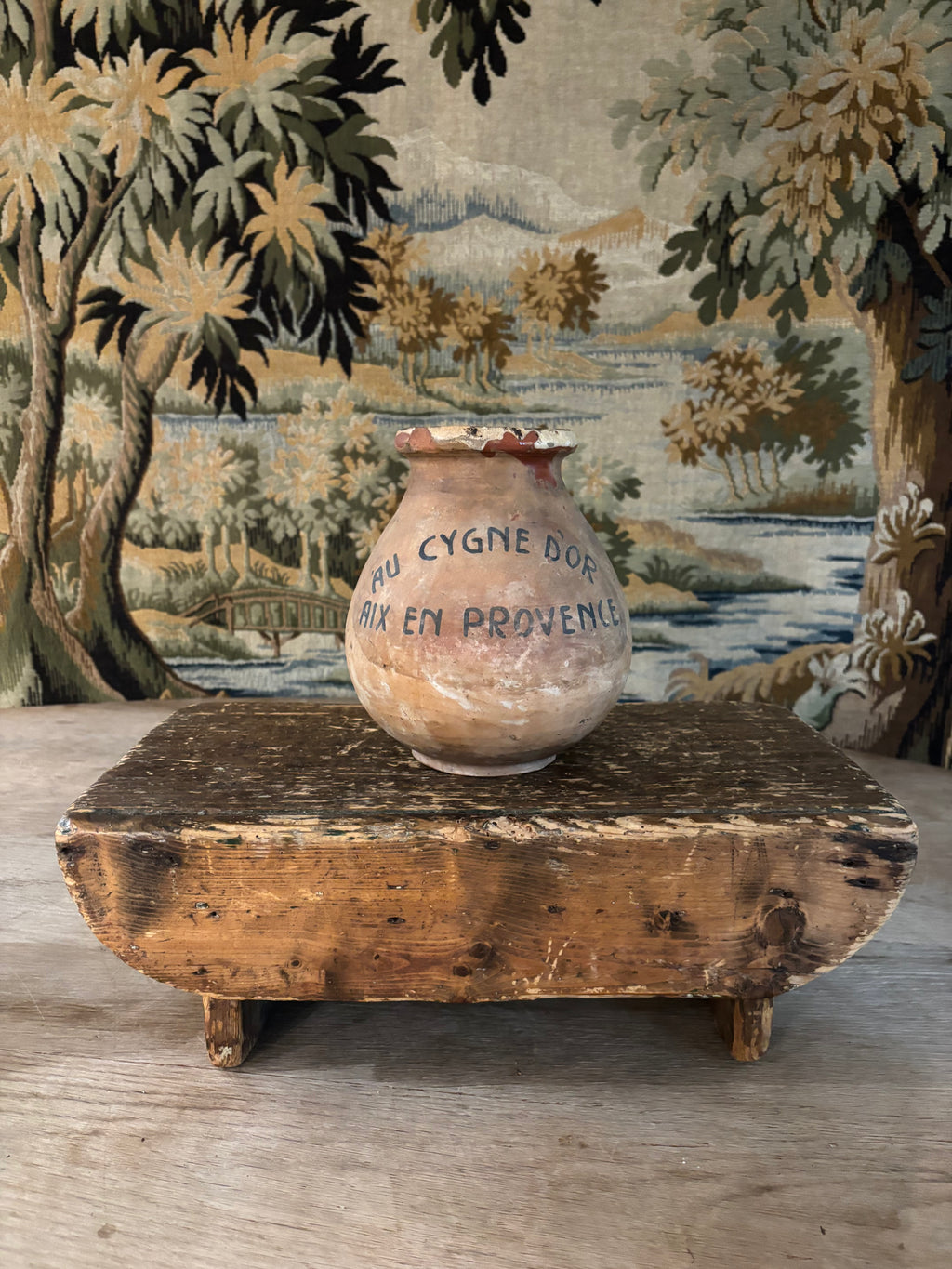Antique French Earthenware Vessel (Au Cygne d'Or, Aix-en-Provence)
