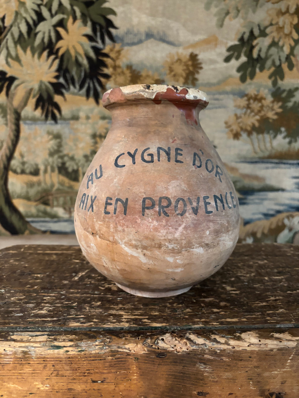 Antique French Earthenware Vessel (Au Cygne d'Or, Aix-en-Provence)