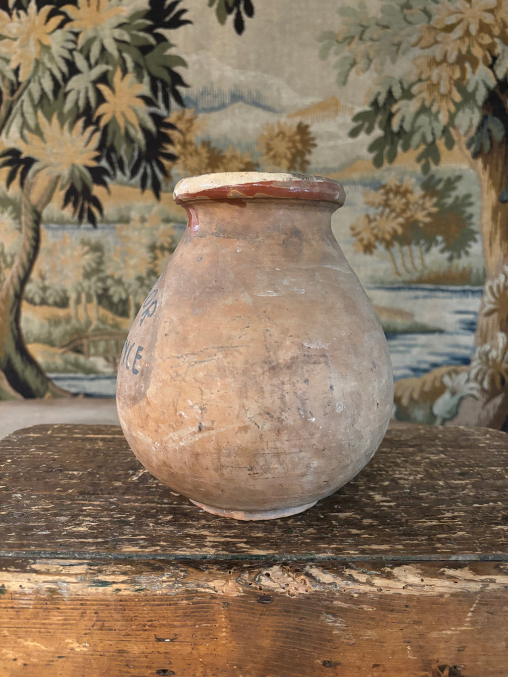 Antique French Earthenware Vessel (Au Cygne d'Or, Aix-en-Provence)