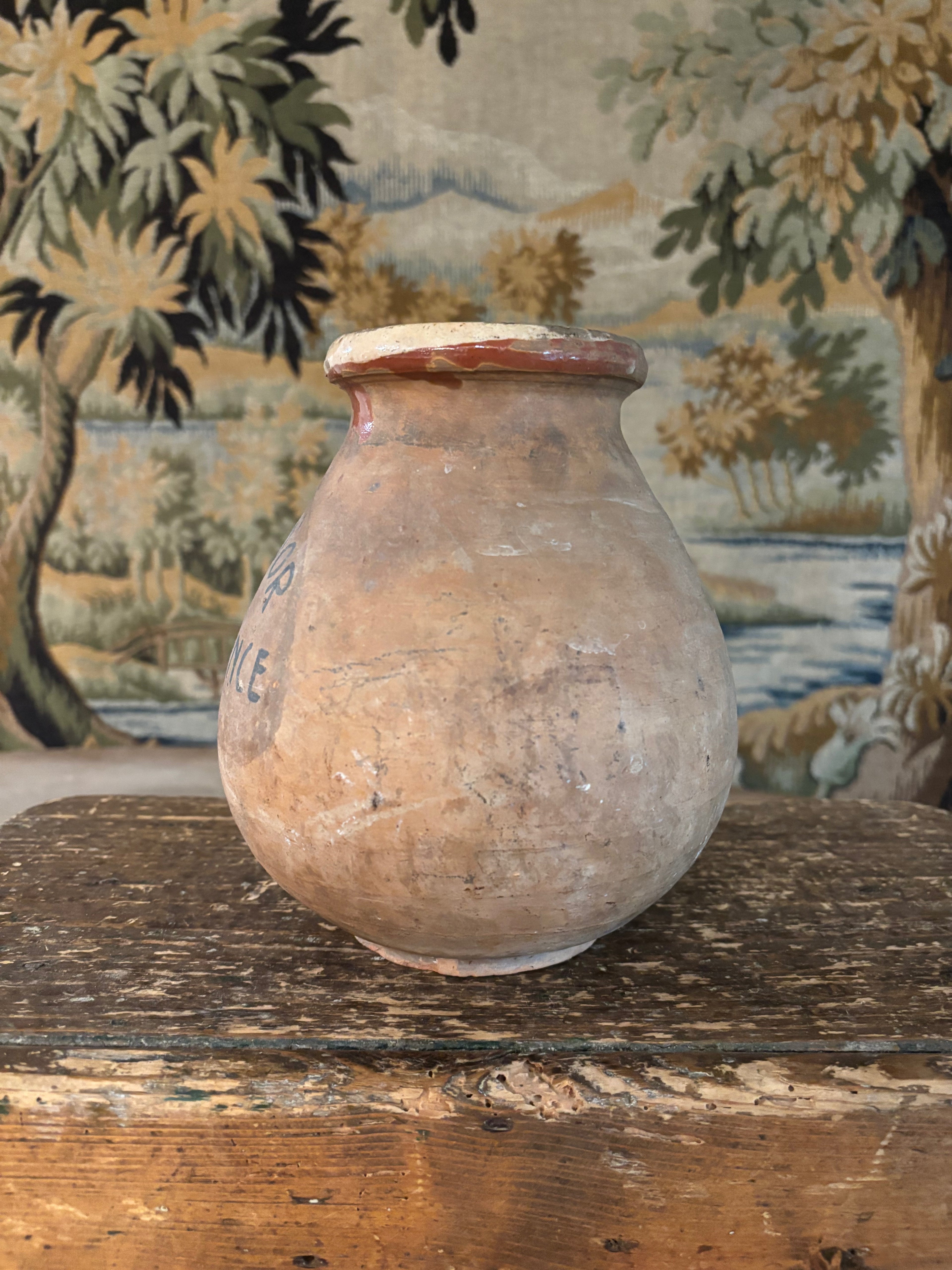 Antique French Earthenware Vessel (Au Cygne d'Or, Aix-en-Provence)