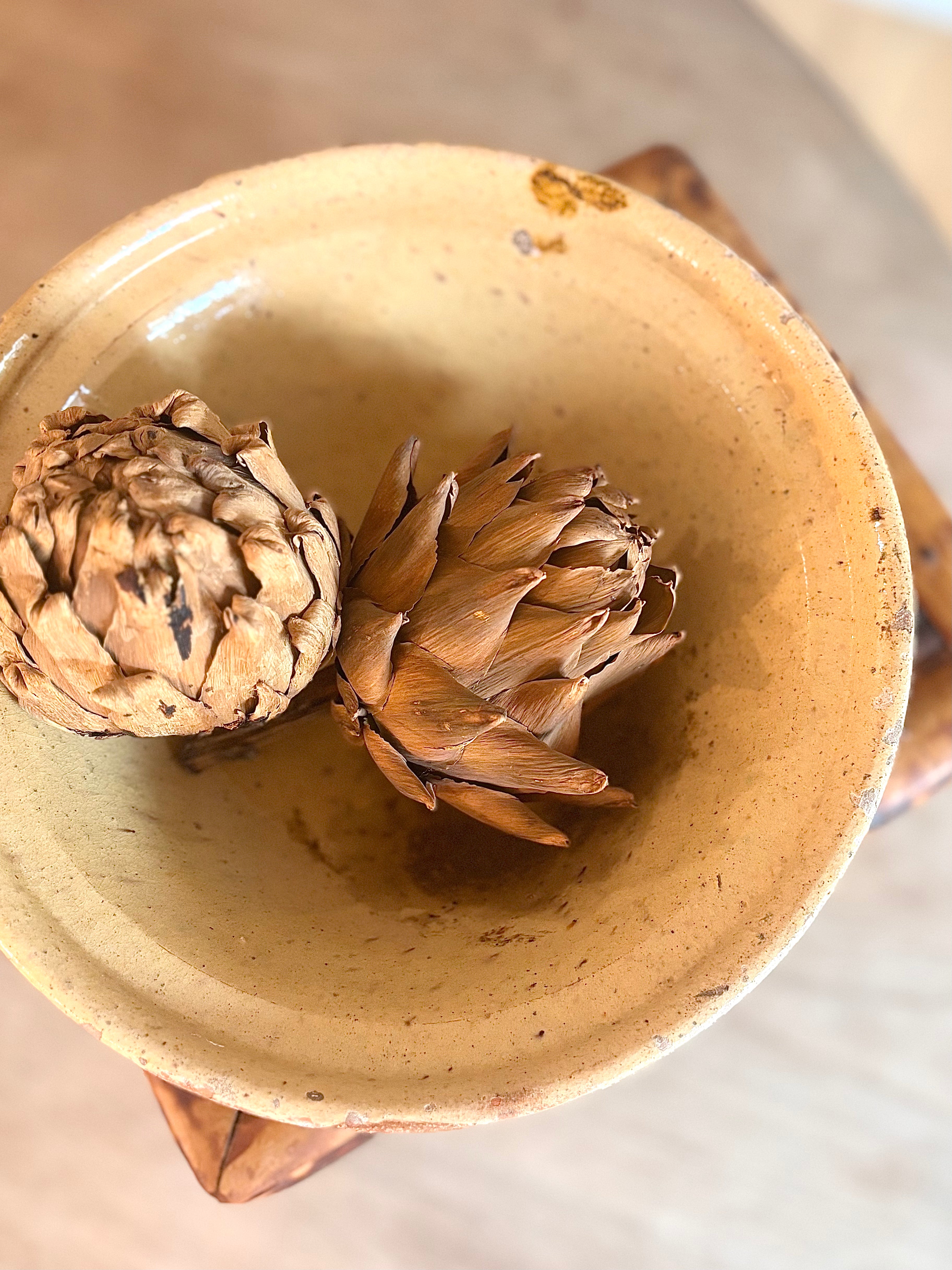 Antique French Yellow-Glazed Terracotta Bowl