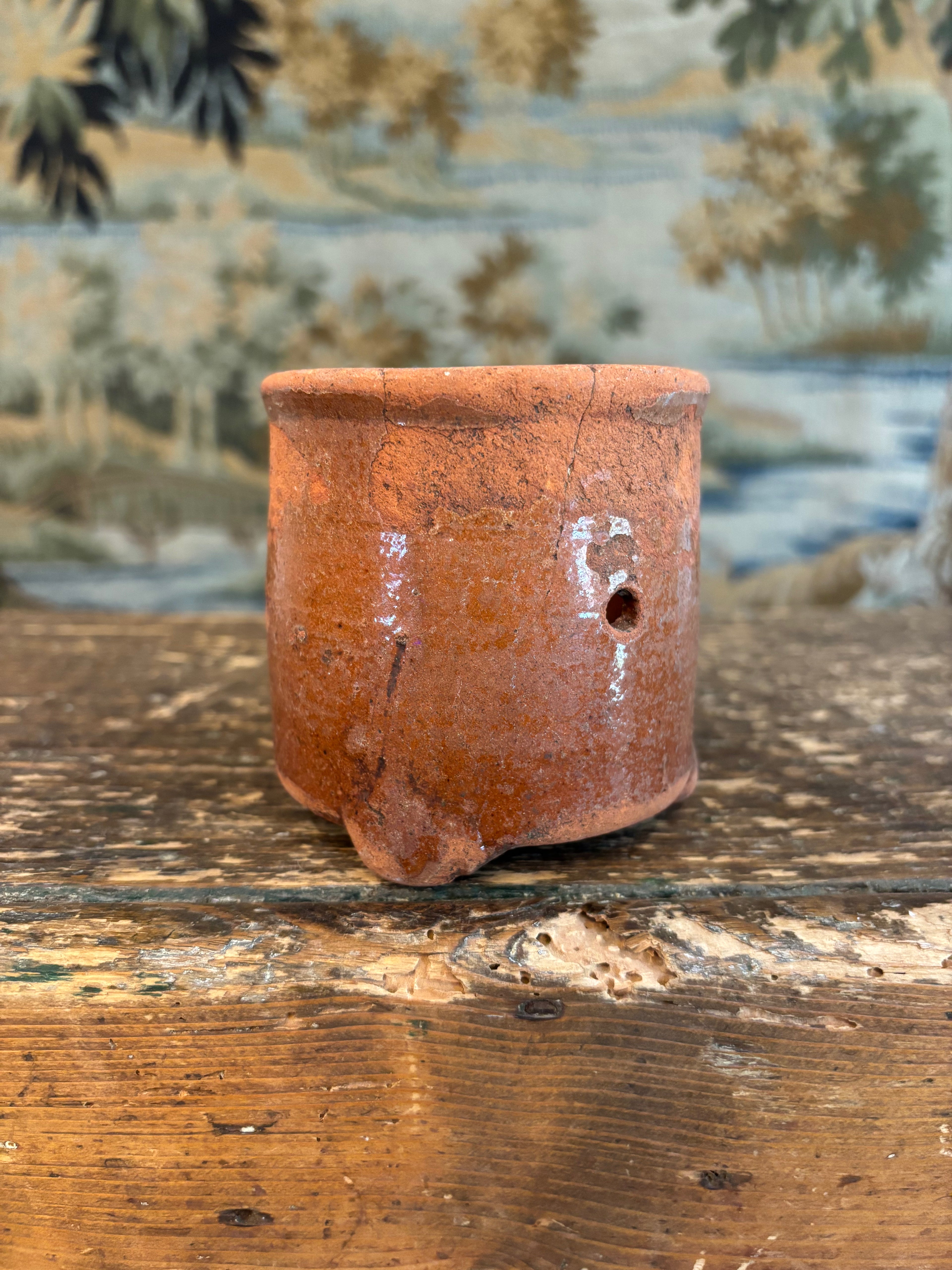 Antique French Footed Terracotta Faisselle