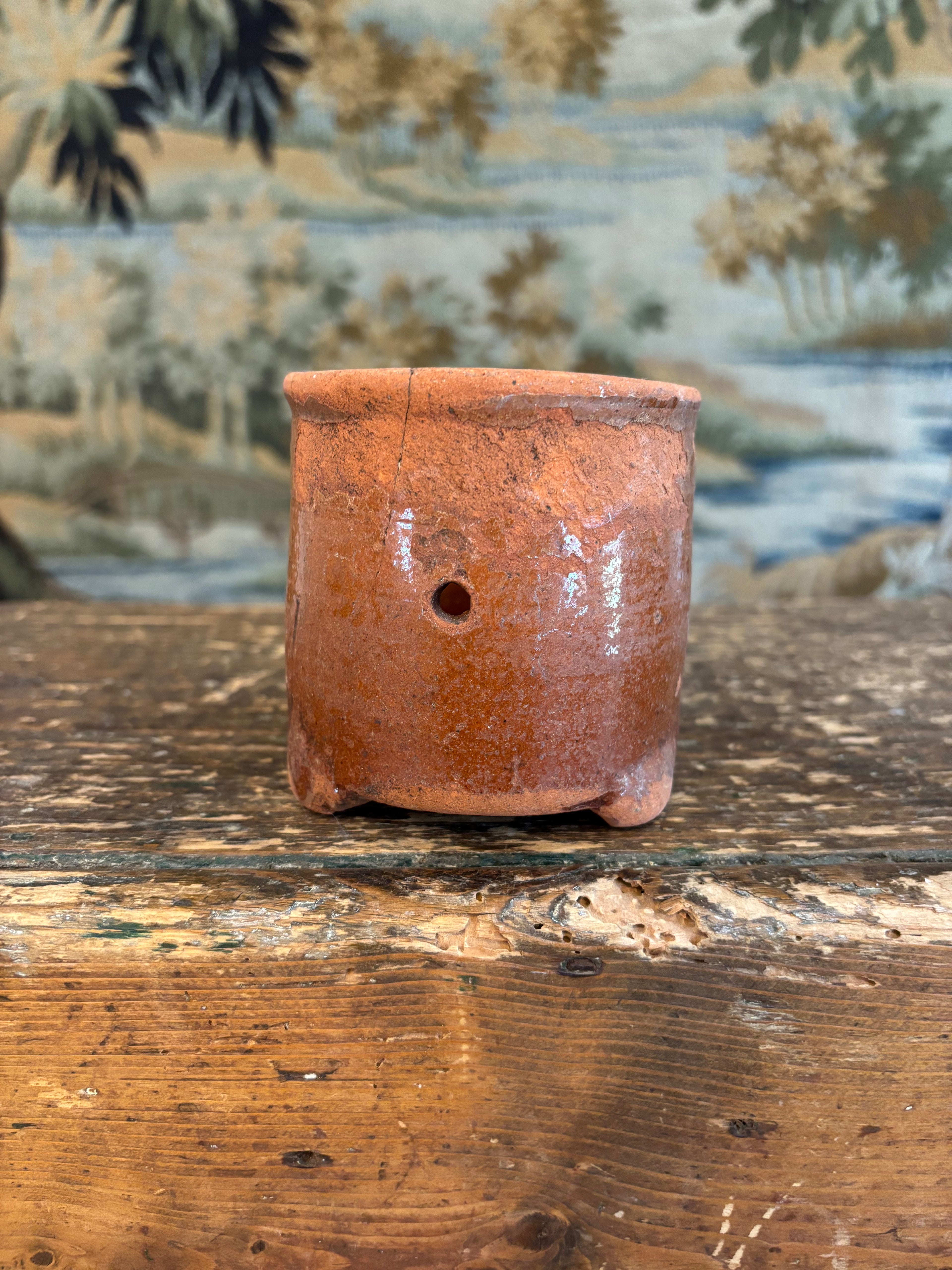 Antique French Footed Terracotta Faisselle