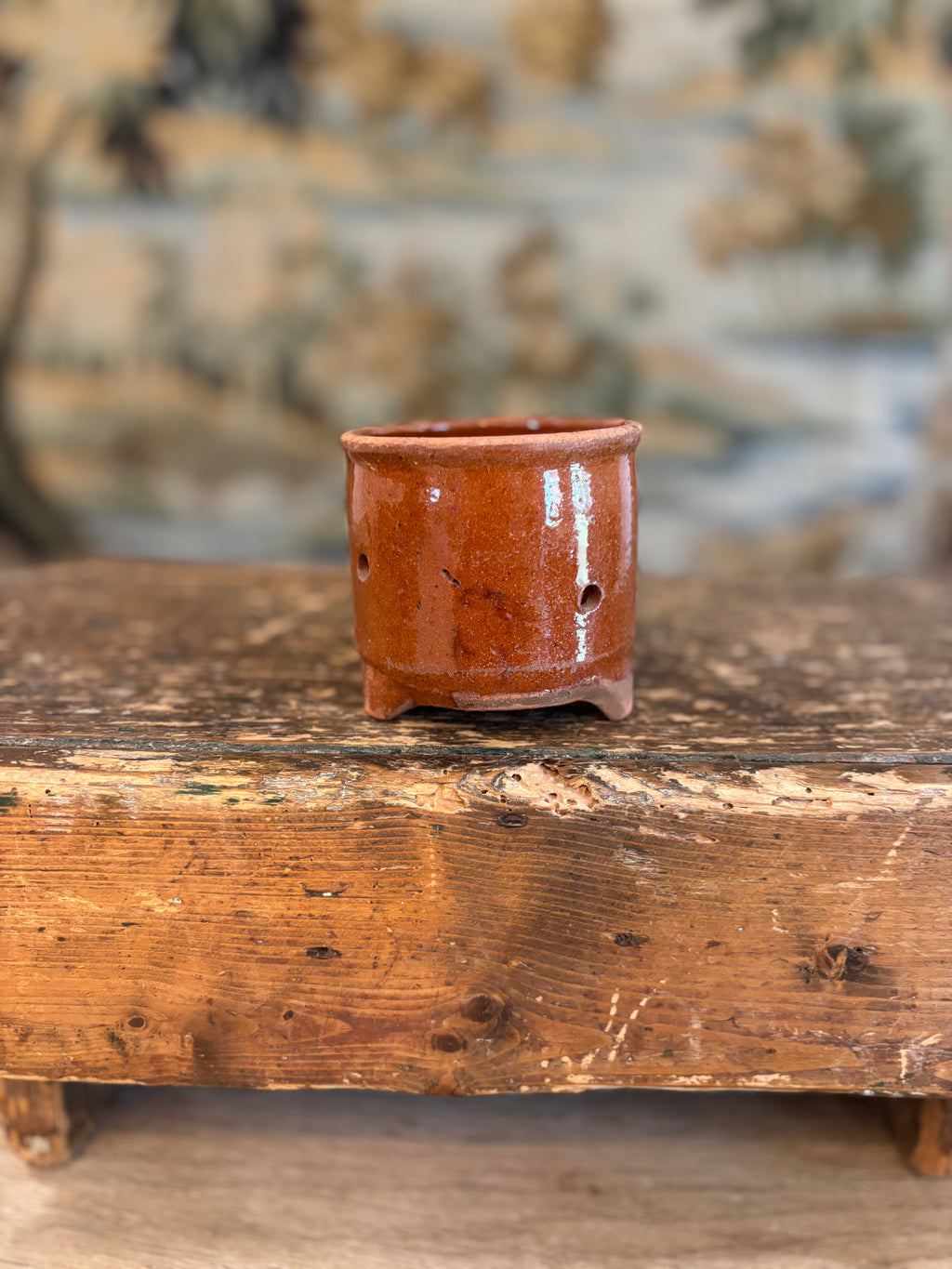 Antique French Footed Terracotta Faisselle