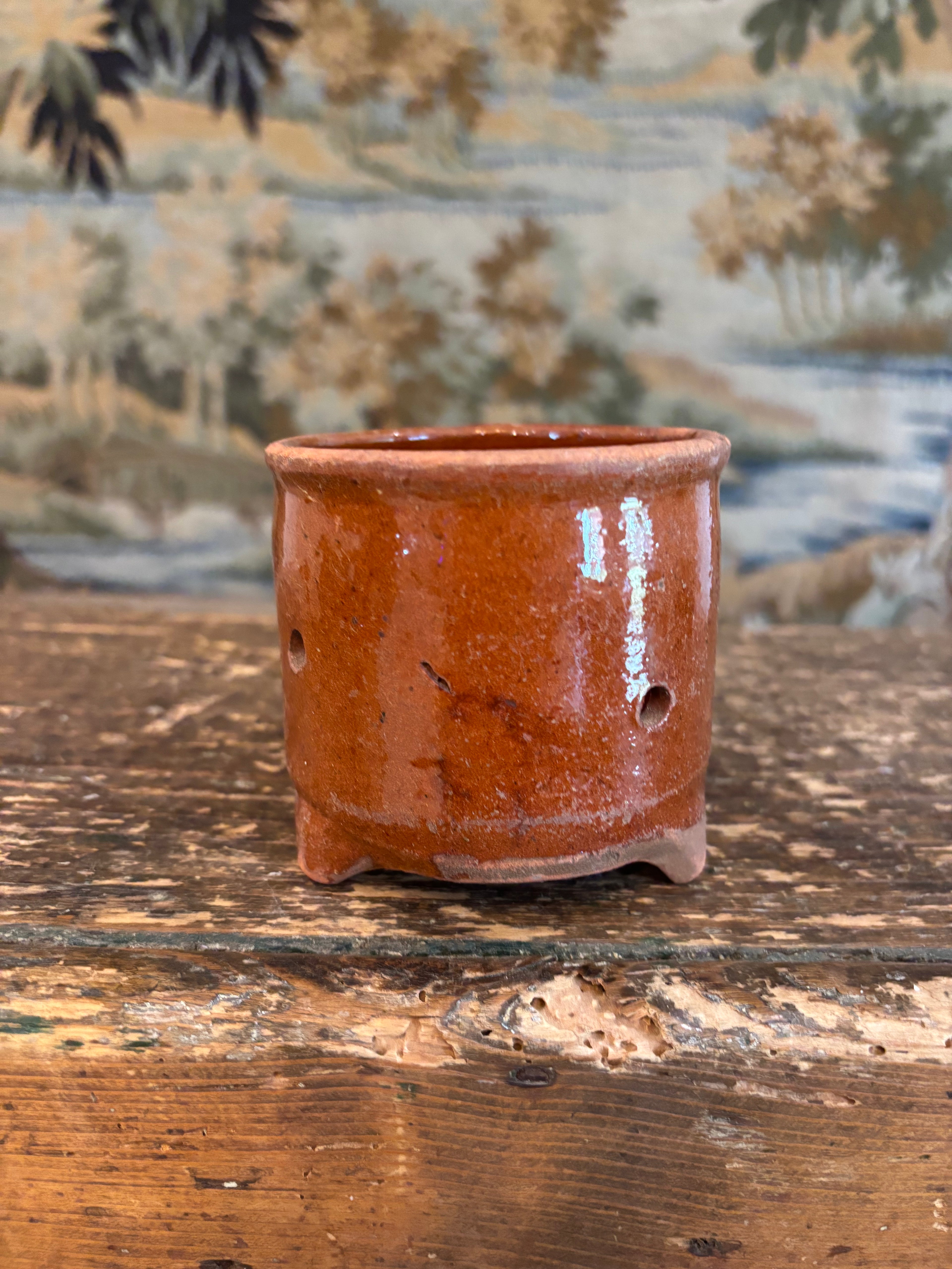 Antique French Footed Terracotta Faisselle