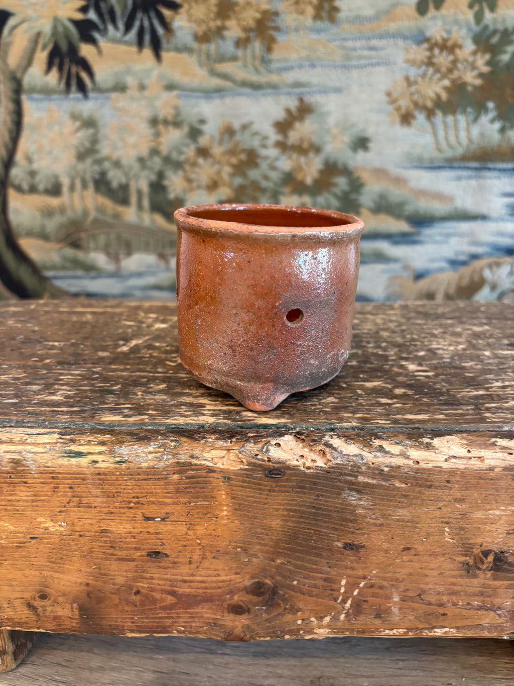 Antique French Footed Terracotta Faisselle