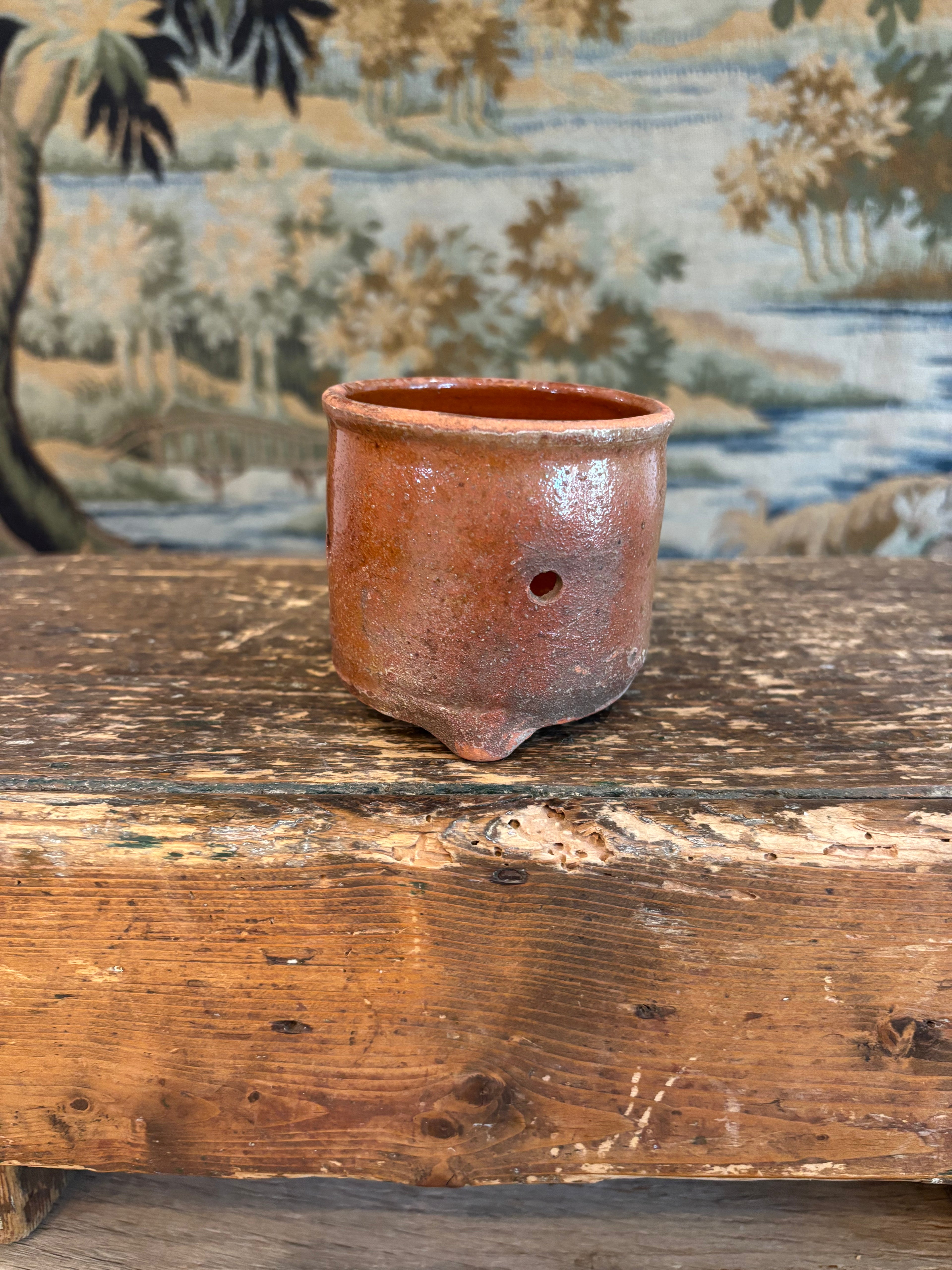 Antique French Footed Terracotta Faisselle