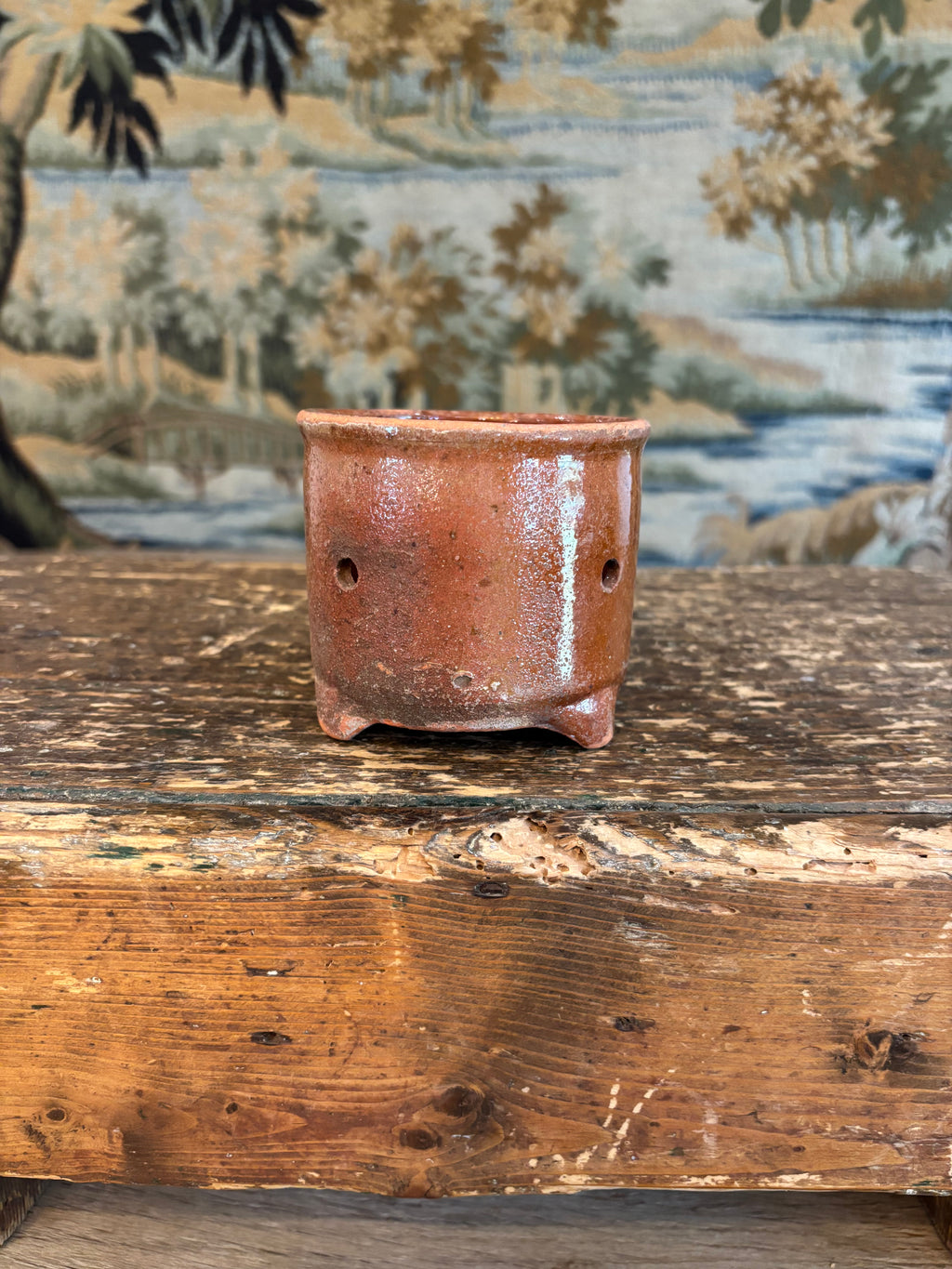 Antique French Footed Terracotta Faisselle