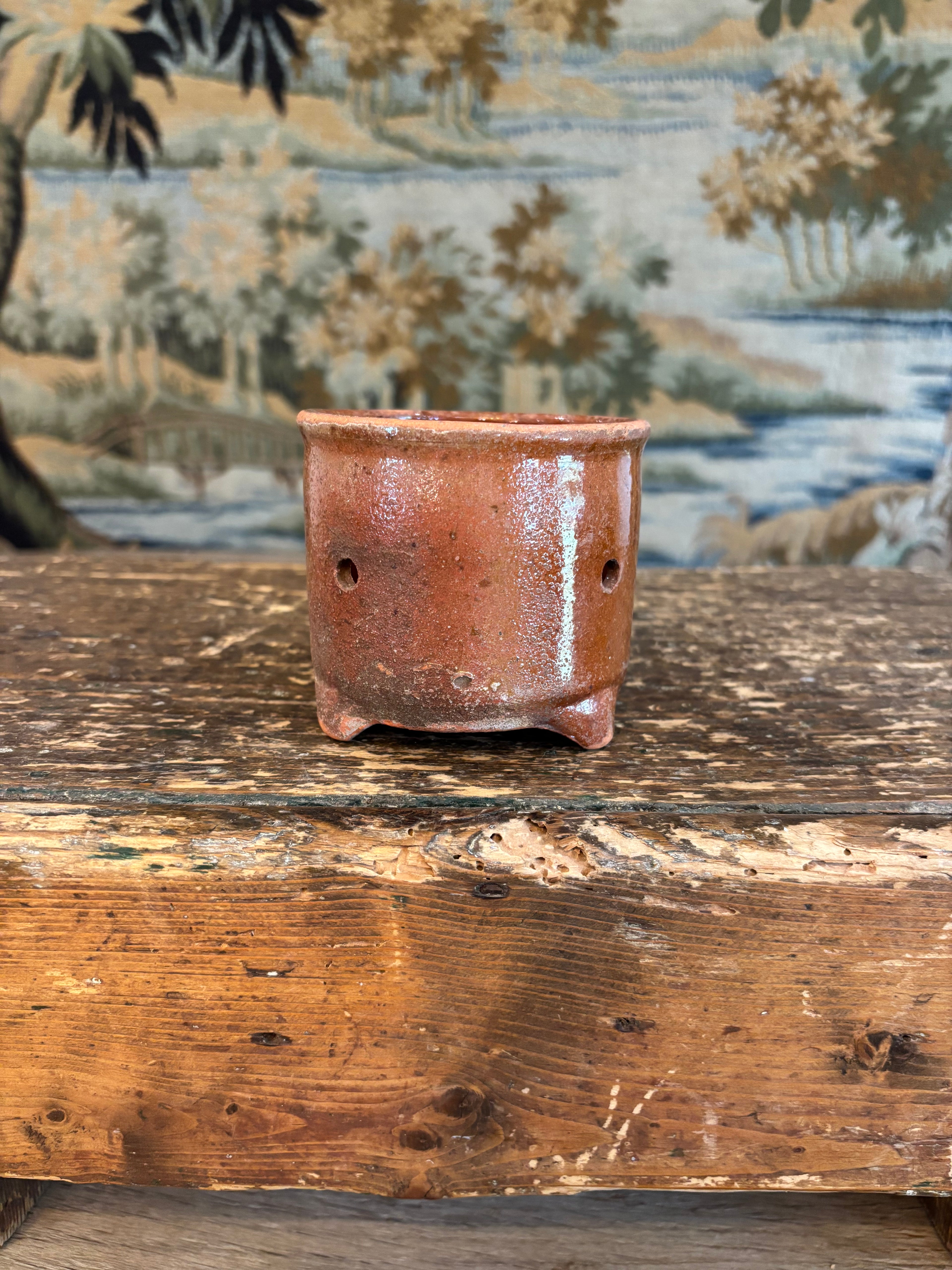 Antique French Footed Terracotta Faisselle