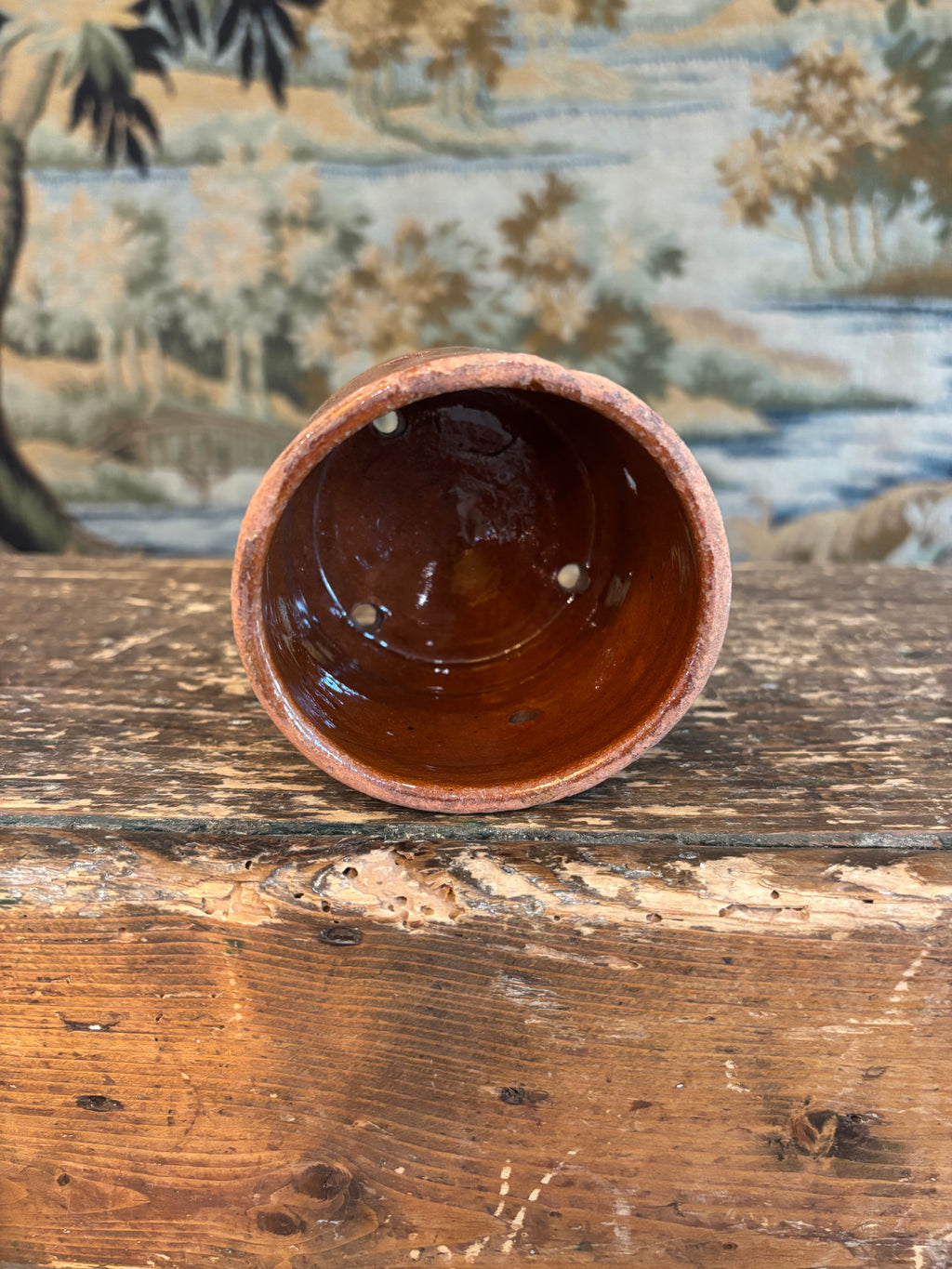 Antique French Footed Terracotta Faisselle