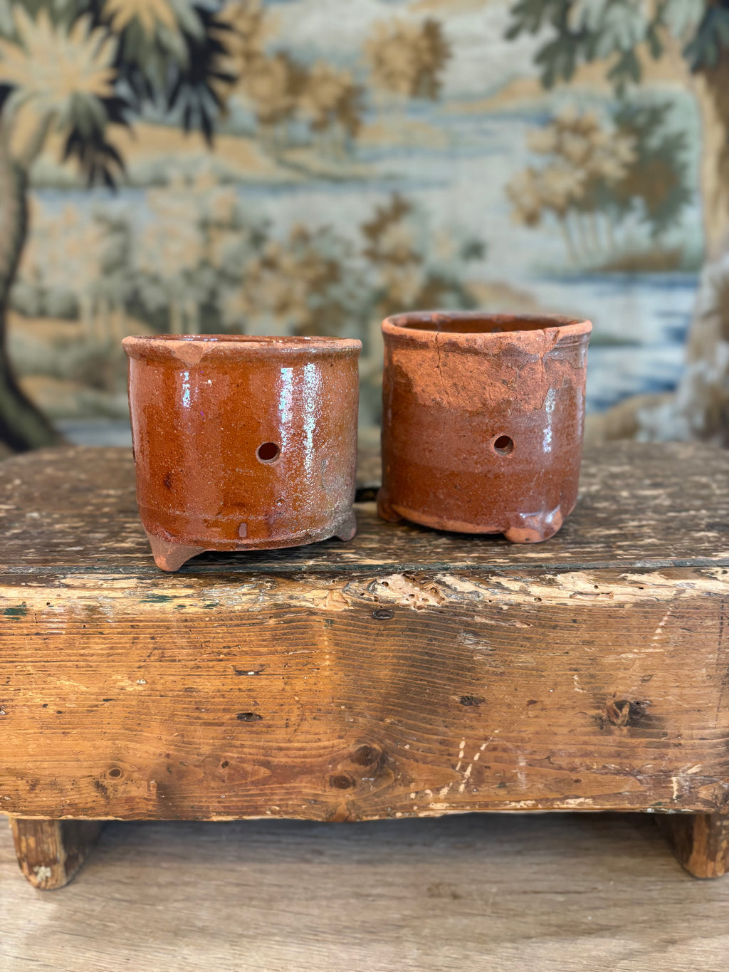 Antique French Footed Terracotta Faisselle