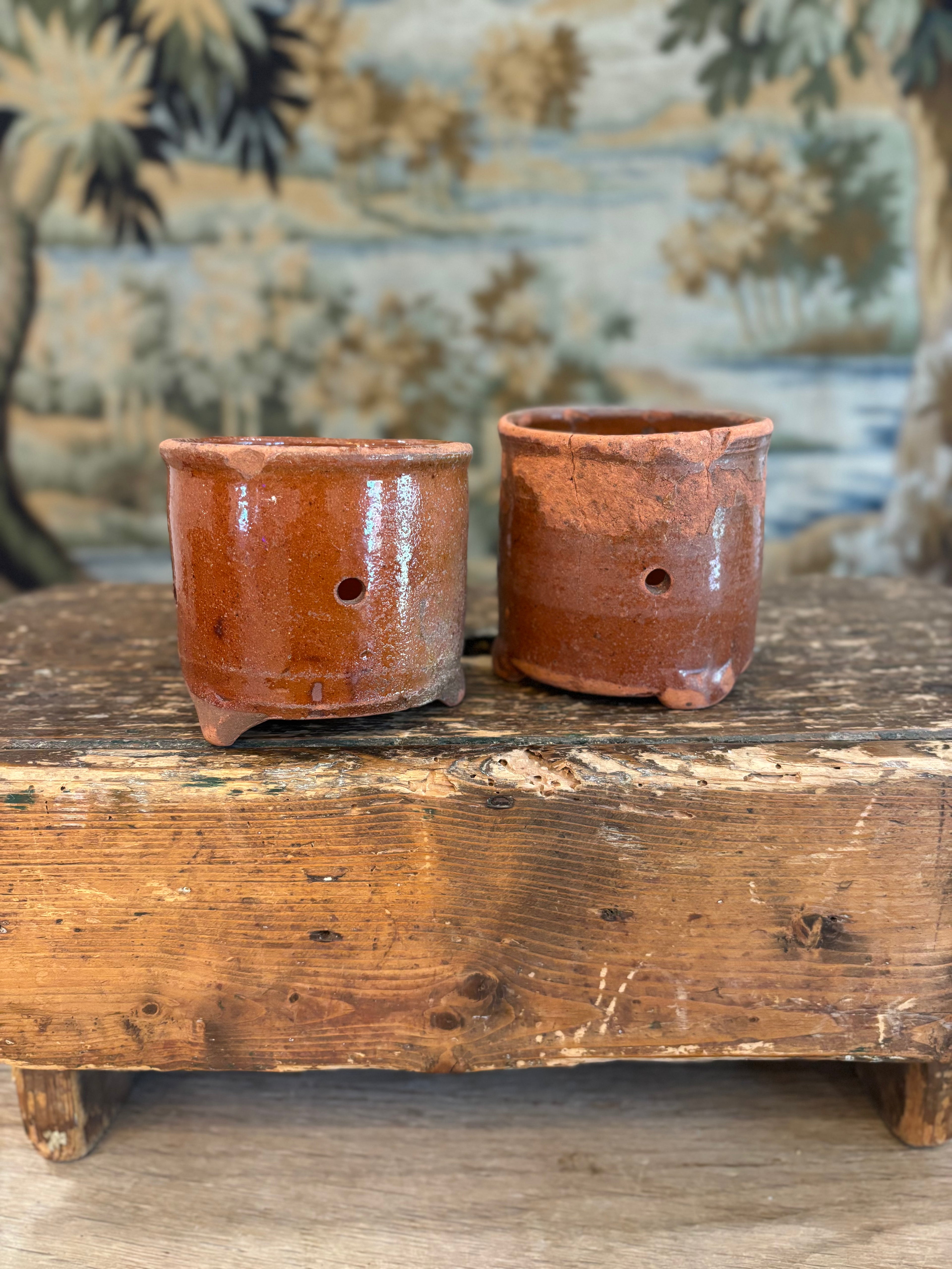 Antique French Footed Terracotta Faisselle