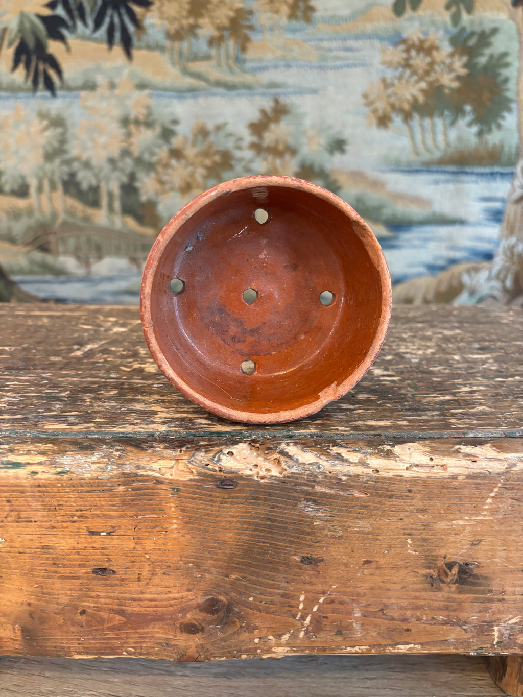 Antique French Low Terracotta Faisselle