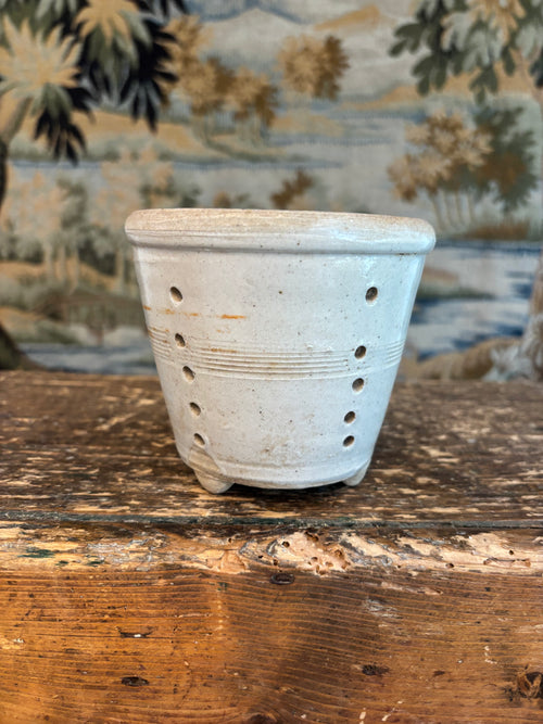 Antique Greige Glazed French Footed Faisselle