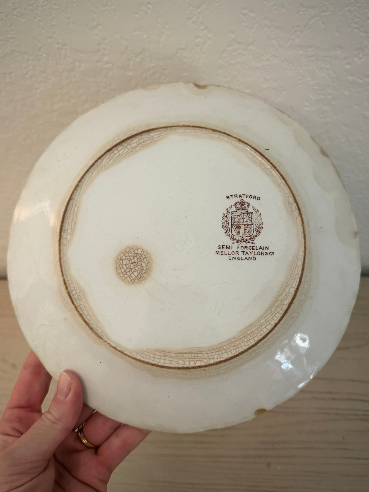 Antique English Mellor, Taylor &amp; Co. Stratford Brown Transferware Plate