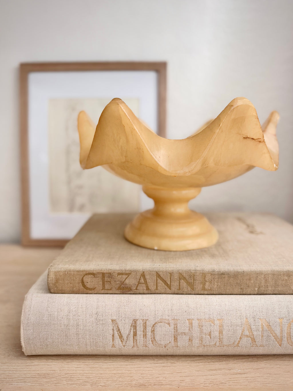 Vintage Wavy Alabaster Compote