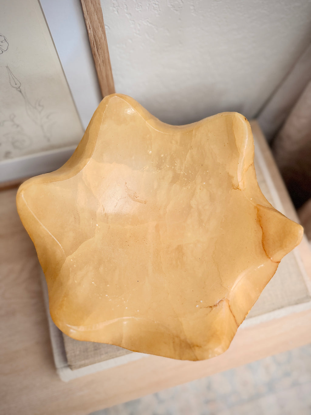 Vintage Wavy Alabaster Compote