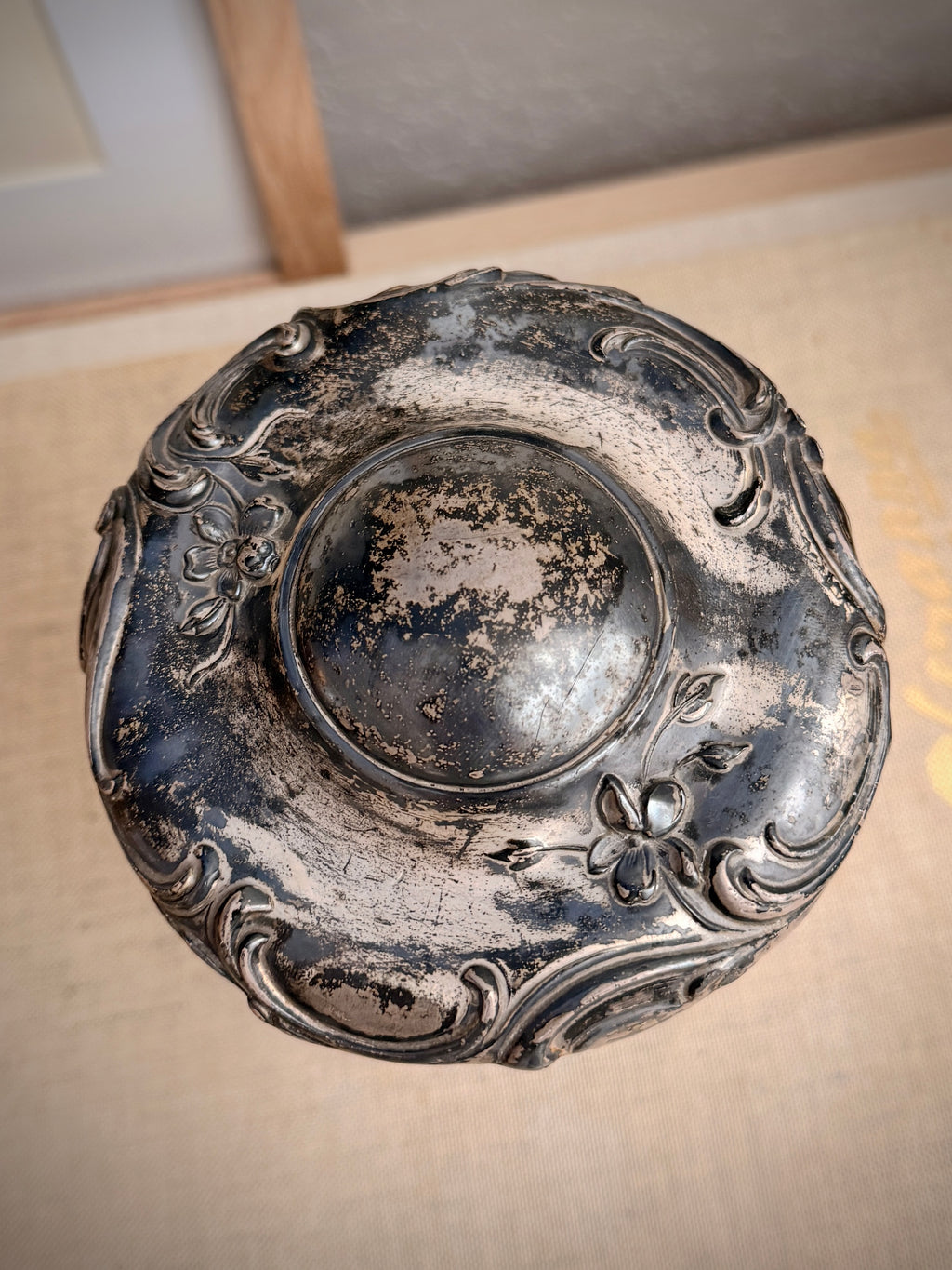 Vintage Glass Humidor with Art Nouveau Lid