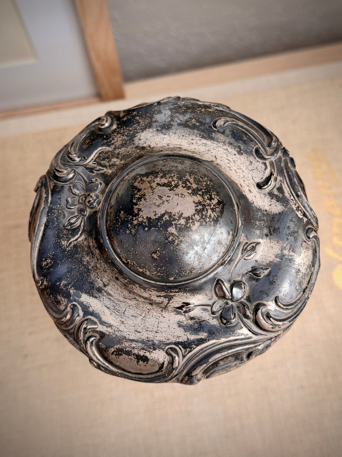 Vintage Glass Humidor with Art Nouveau Lid