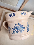 Antique French St-Uze Blue Floral Pitcher