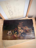 Antique Moody Floral Still-Life Oil Painting