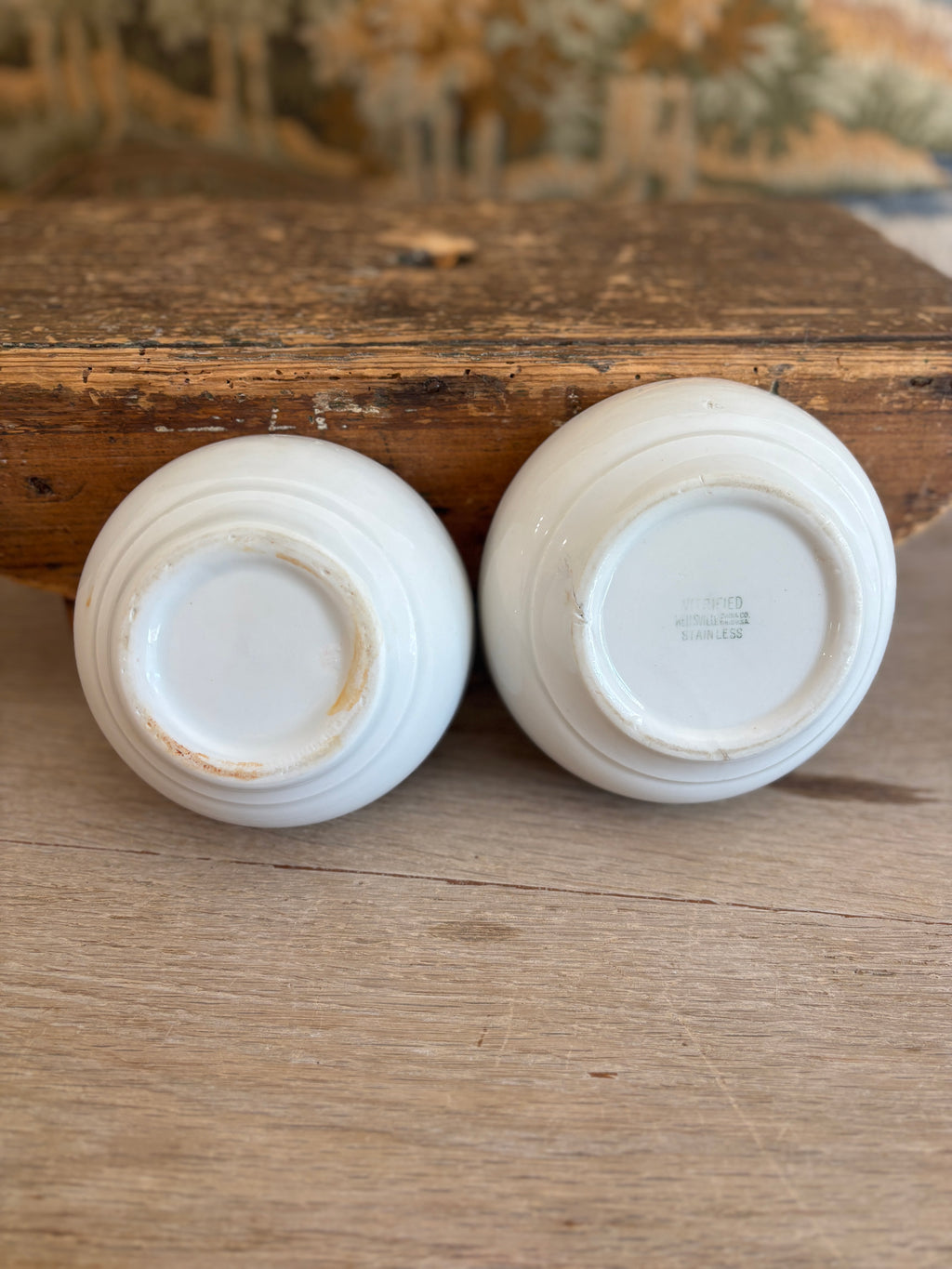 Vintage Wellsville China Restaurant Ware Nesting Bowls — Set of 2