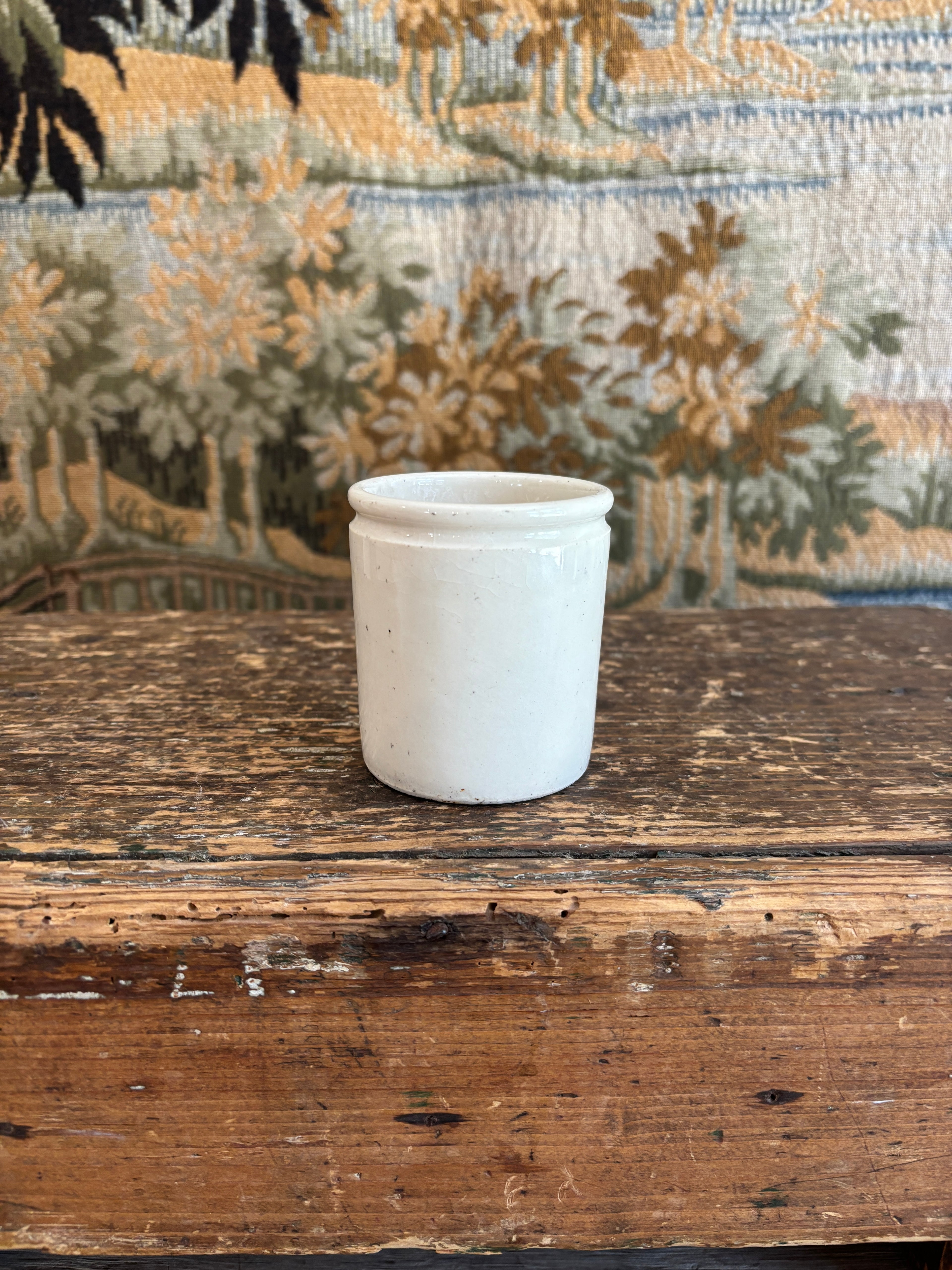 Antique European White Earthenware Preserve Pot