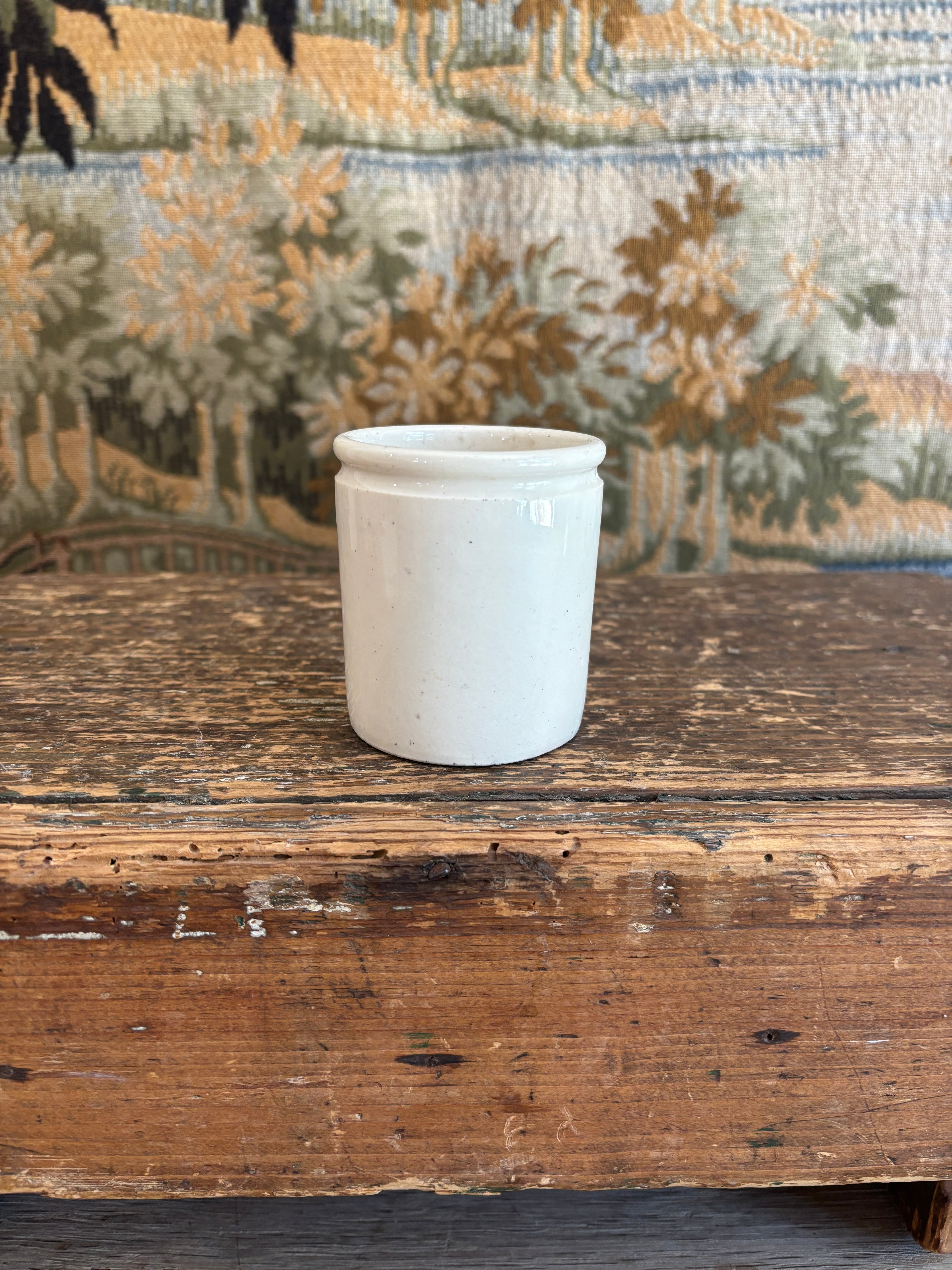 Antique European White Earthenware Preserve Pot
