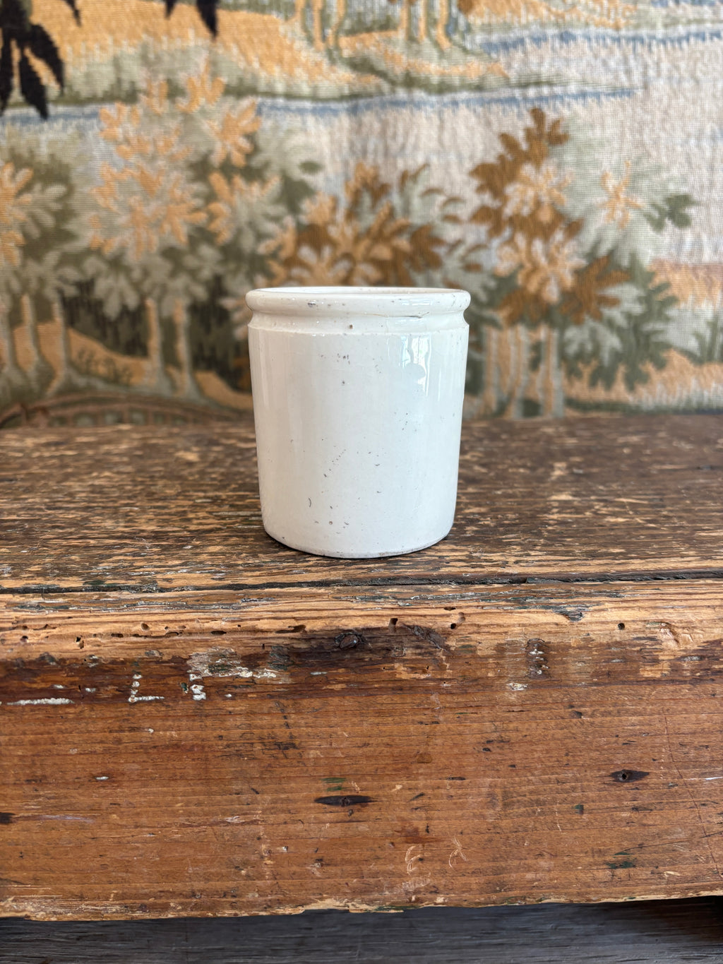 Antique European White Earthenware Preserve Pot