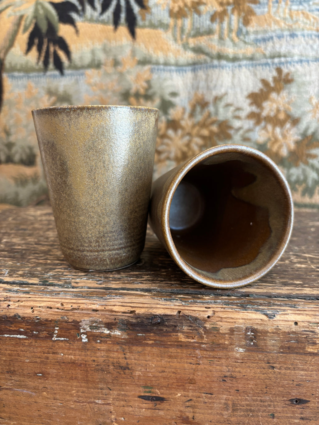 Vintage French Digoin Stoneware Cup