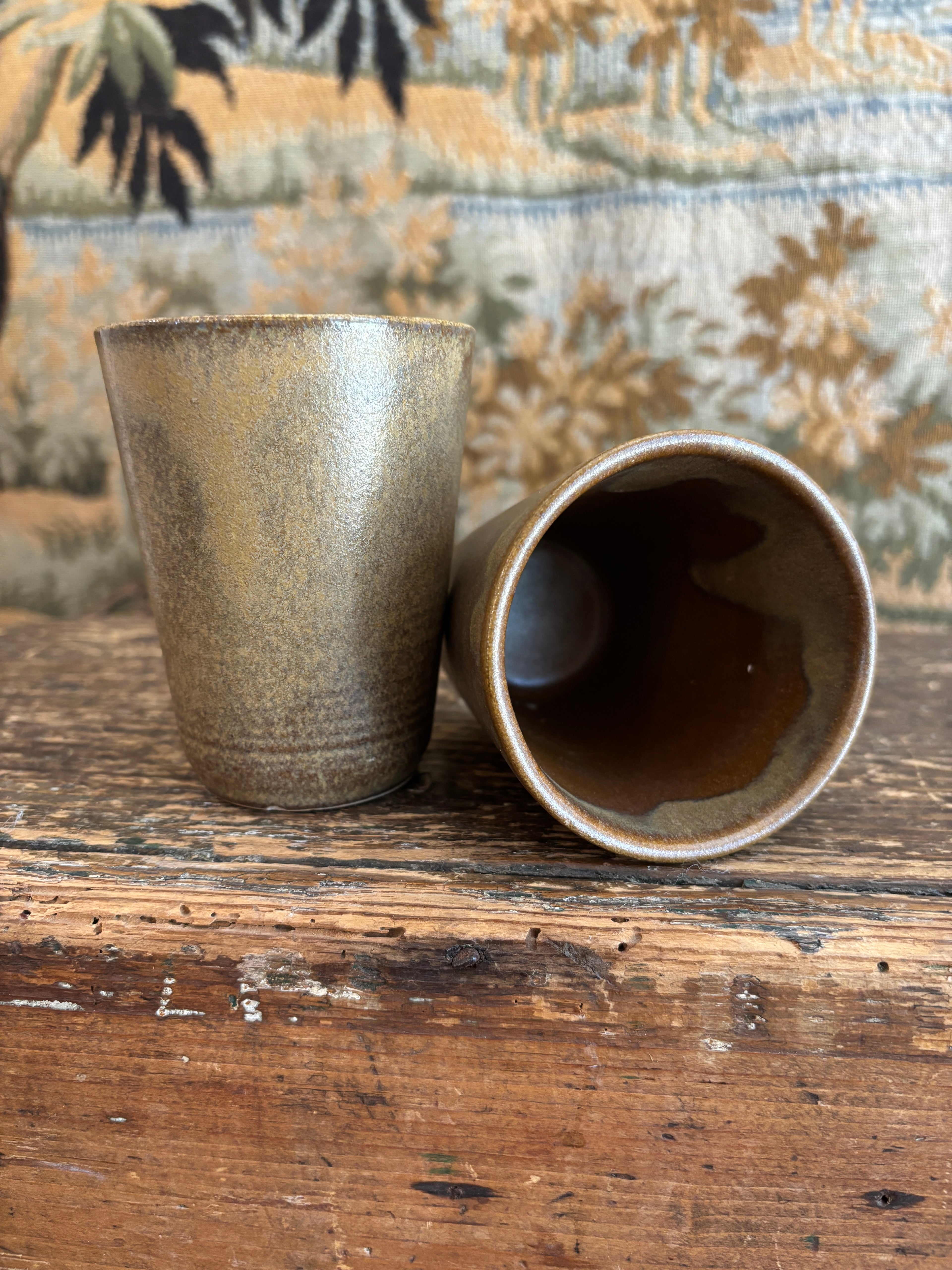 Vintage French Digoin Stoneware Cup