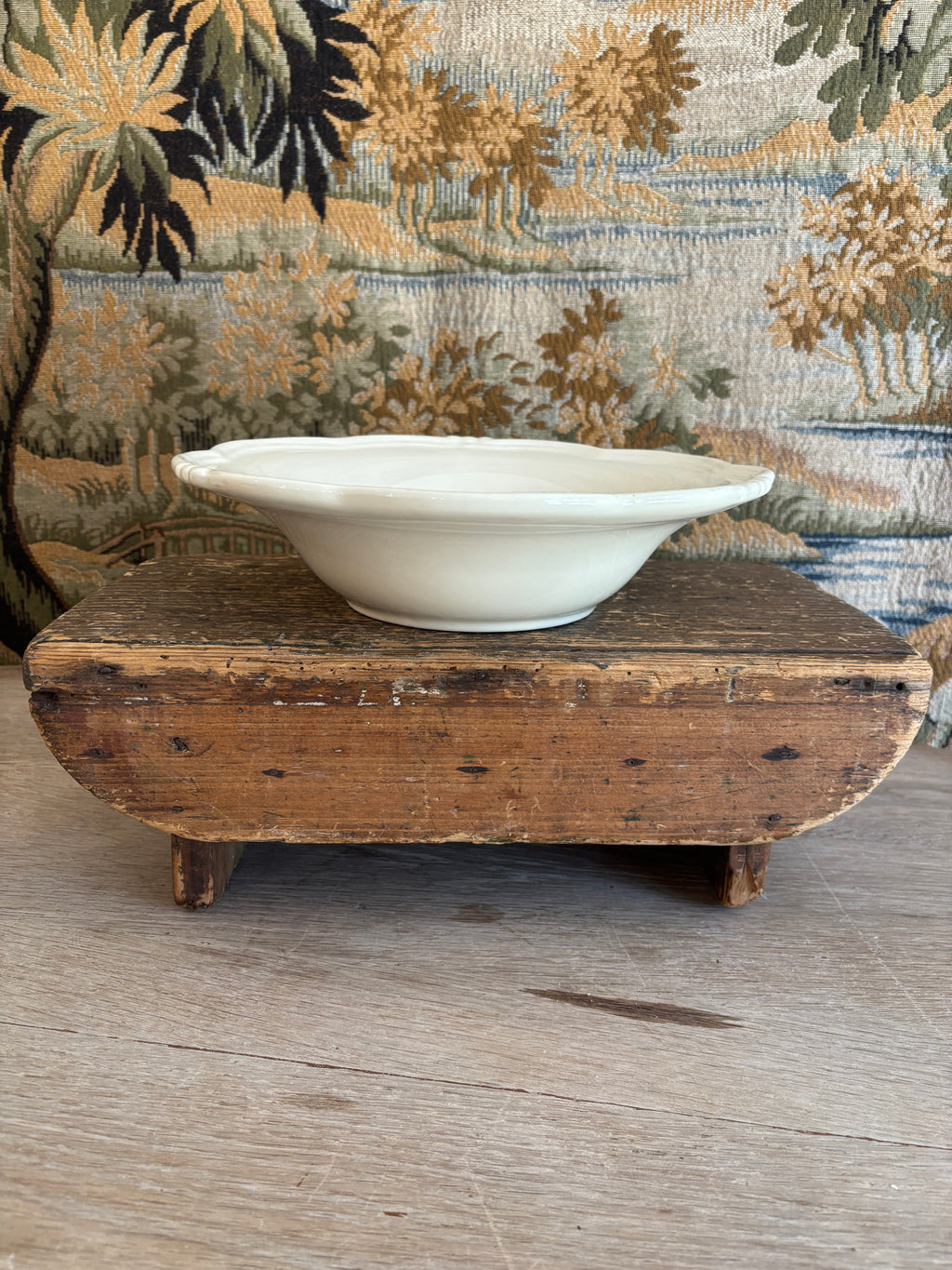Antique French Creamy White Ironstone Bowl