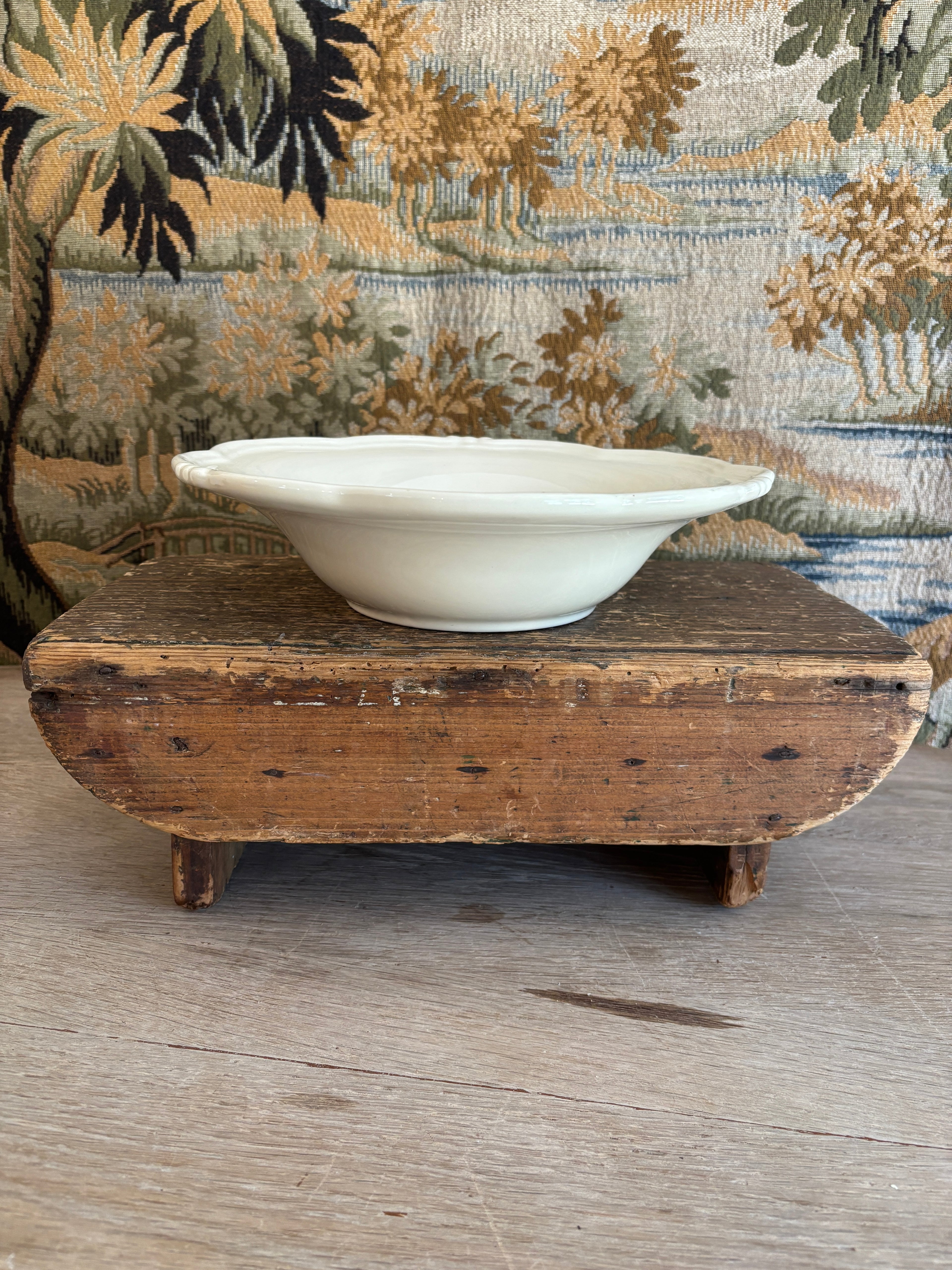 Antique French Creamy White Ironstone Bowl