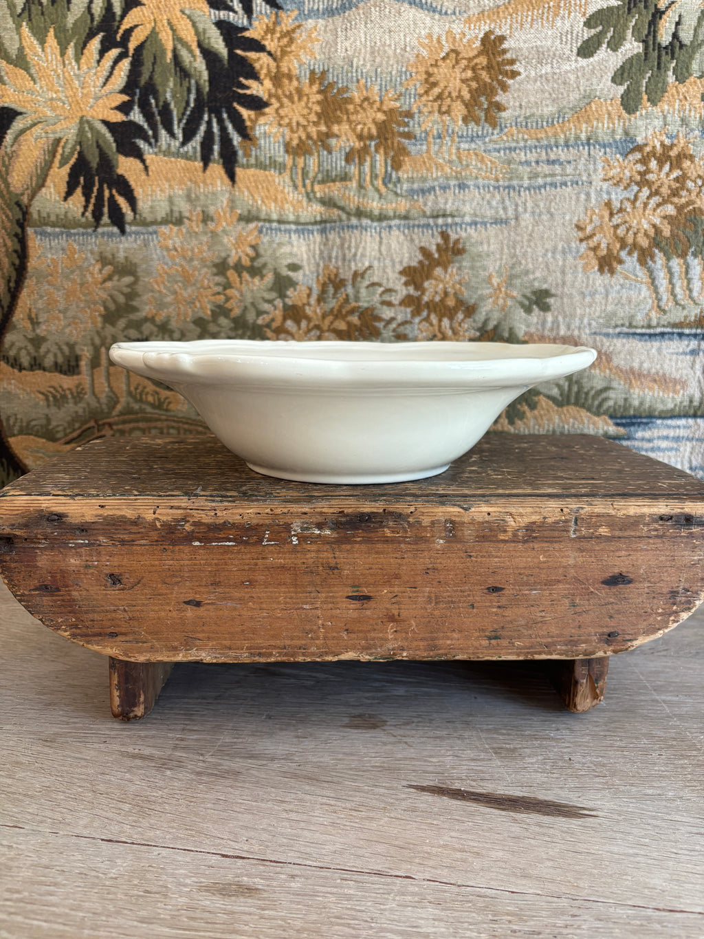 Antique French Creamy White Ironstone Bowl