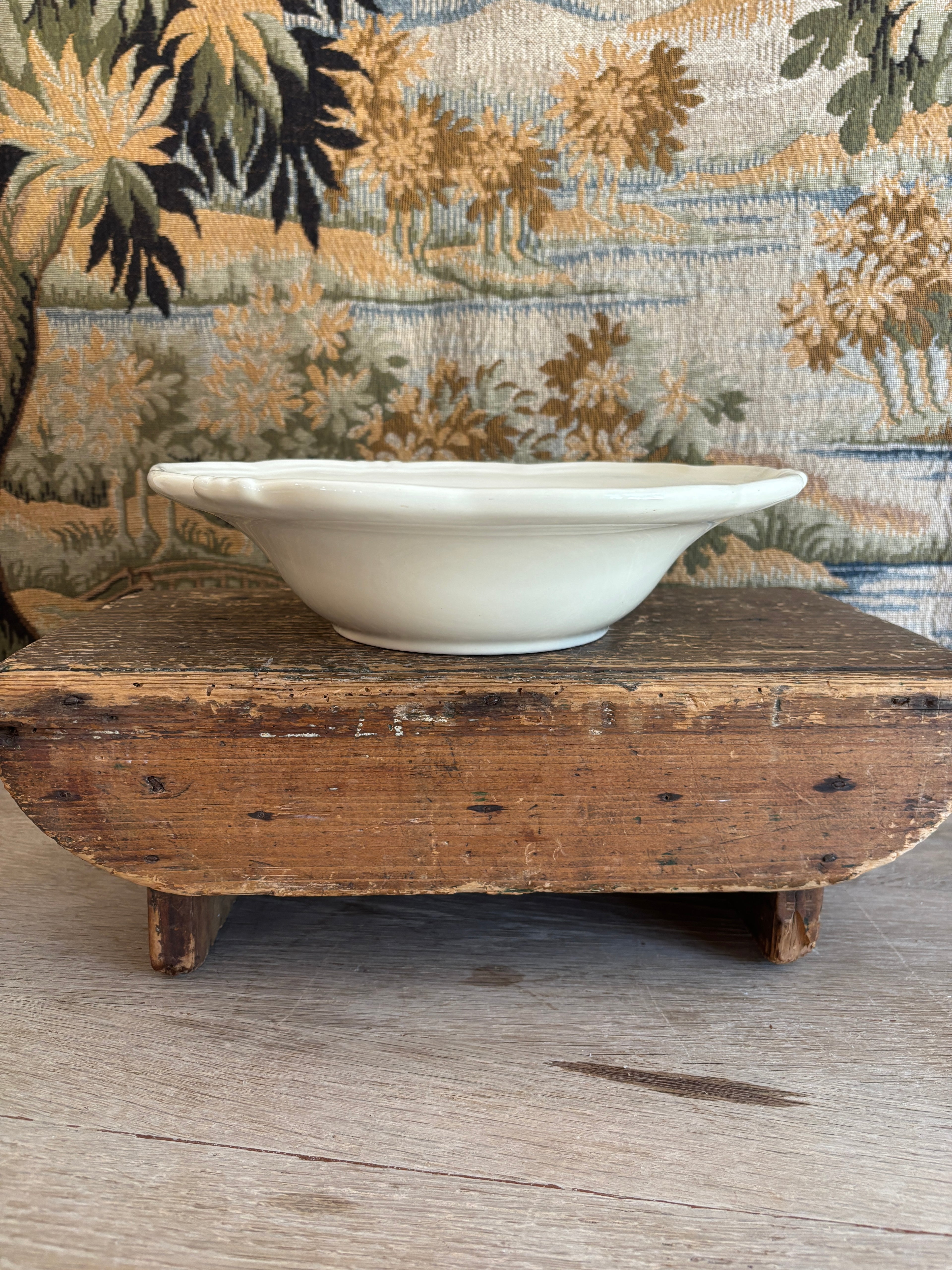 Antique French Creamy White Ironstone Bowl