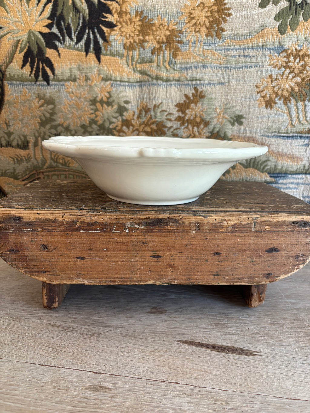 Antique French Creamy White Ironstone Bowl