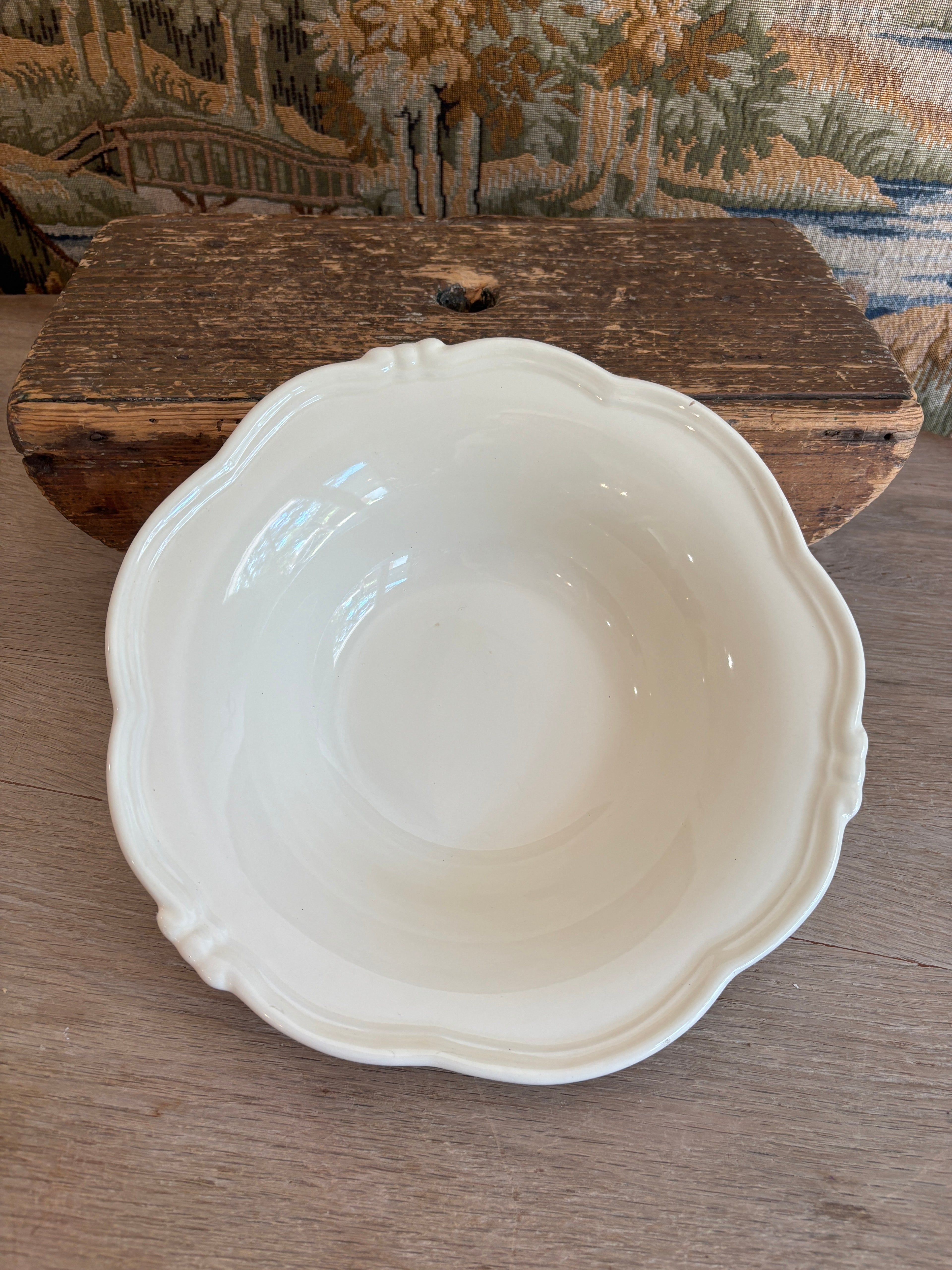 Antique French Creamy White Ironstone Bowl