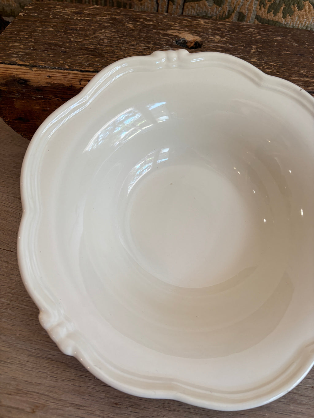 Antique French Creamy White Ironstone Bowl
