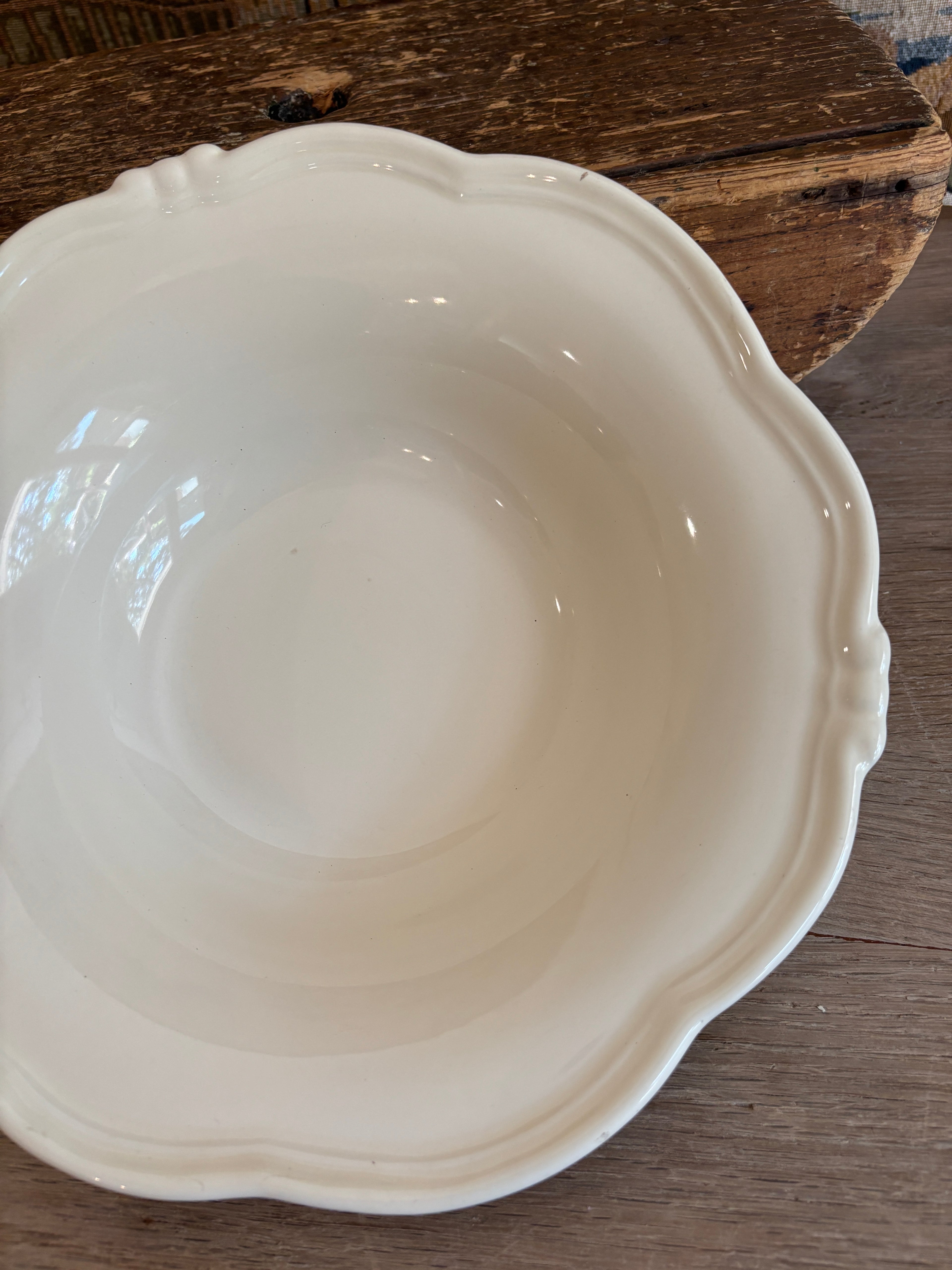 Antique French Creamy White Ironstone Bowl