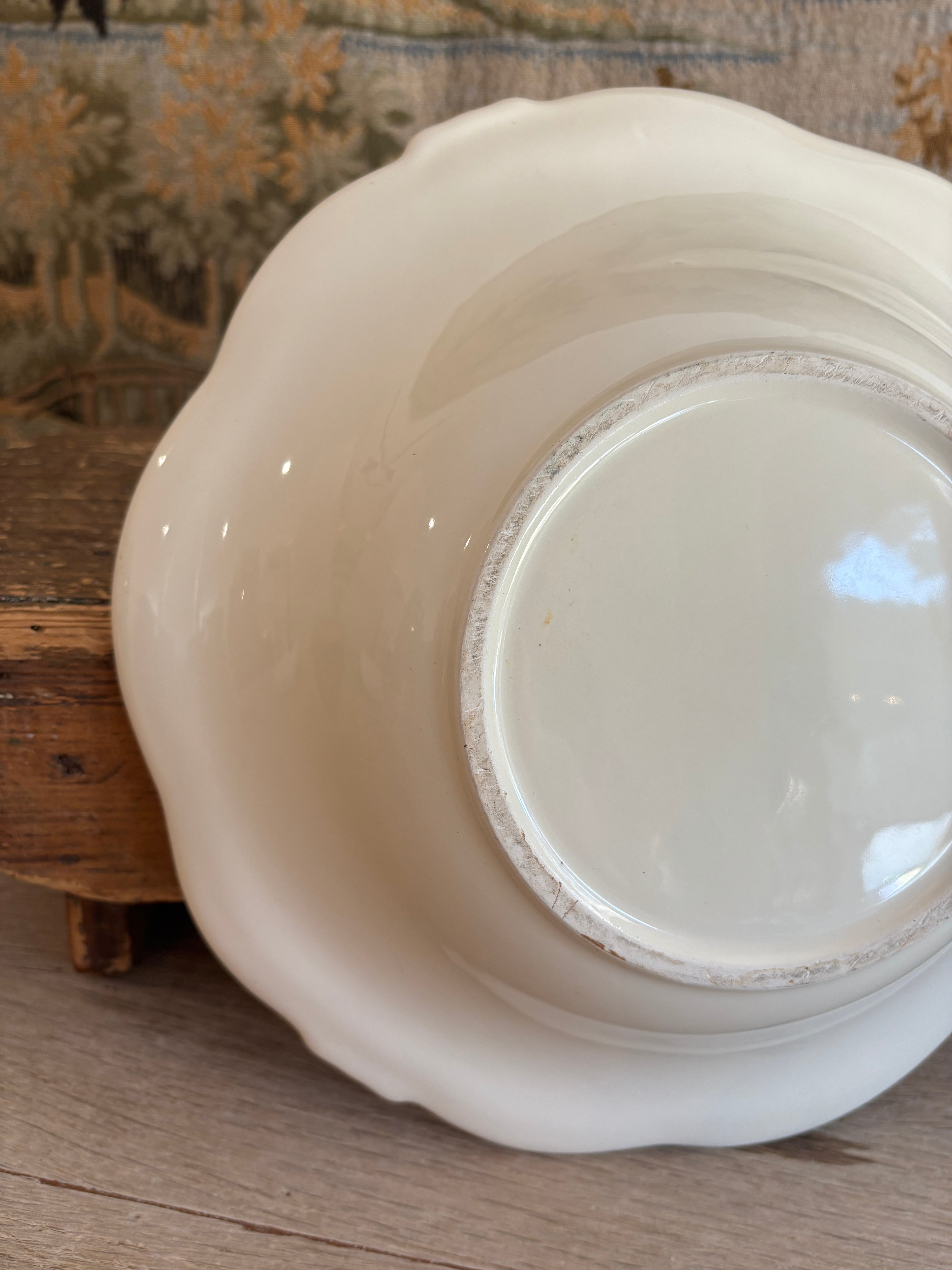 Antique French Creamy White Ironstone Bowl