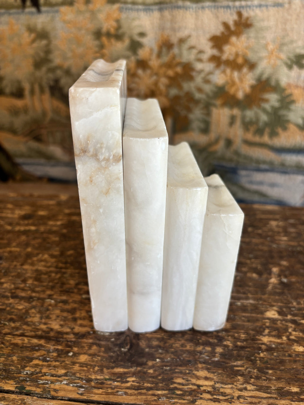 Vintage White Alabaster Stepped Bookend