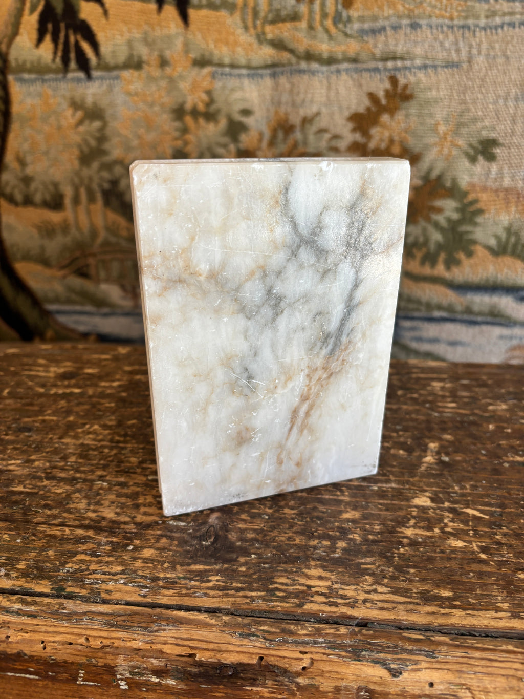 Vintage White Alabaster Stepped Bookend