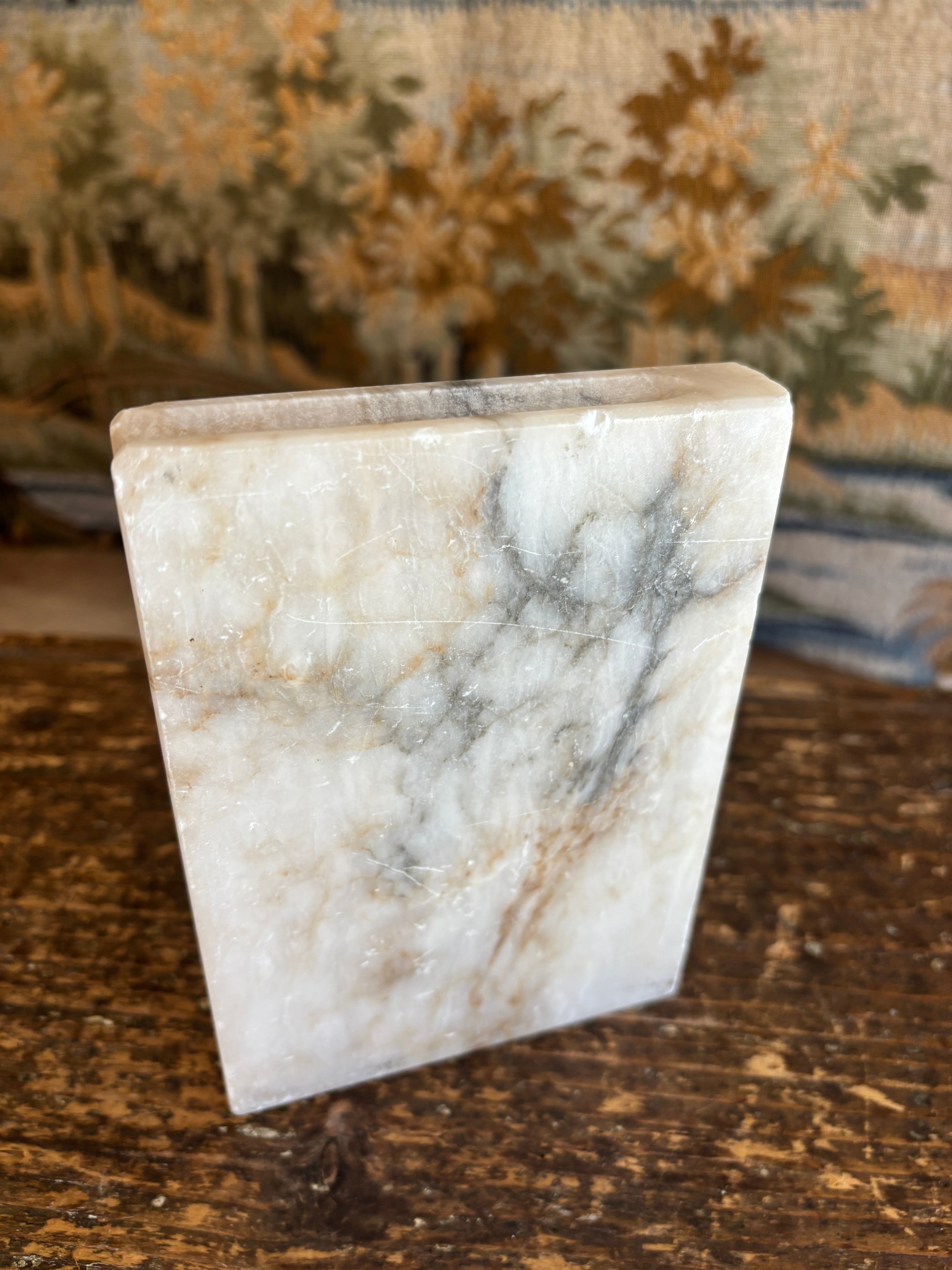 Vintage White Alabaster Stepped Bookend