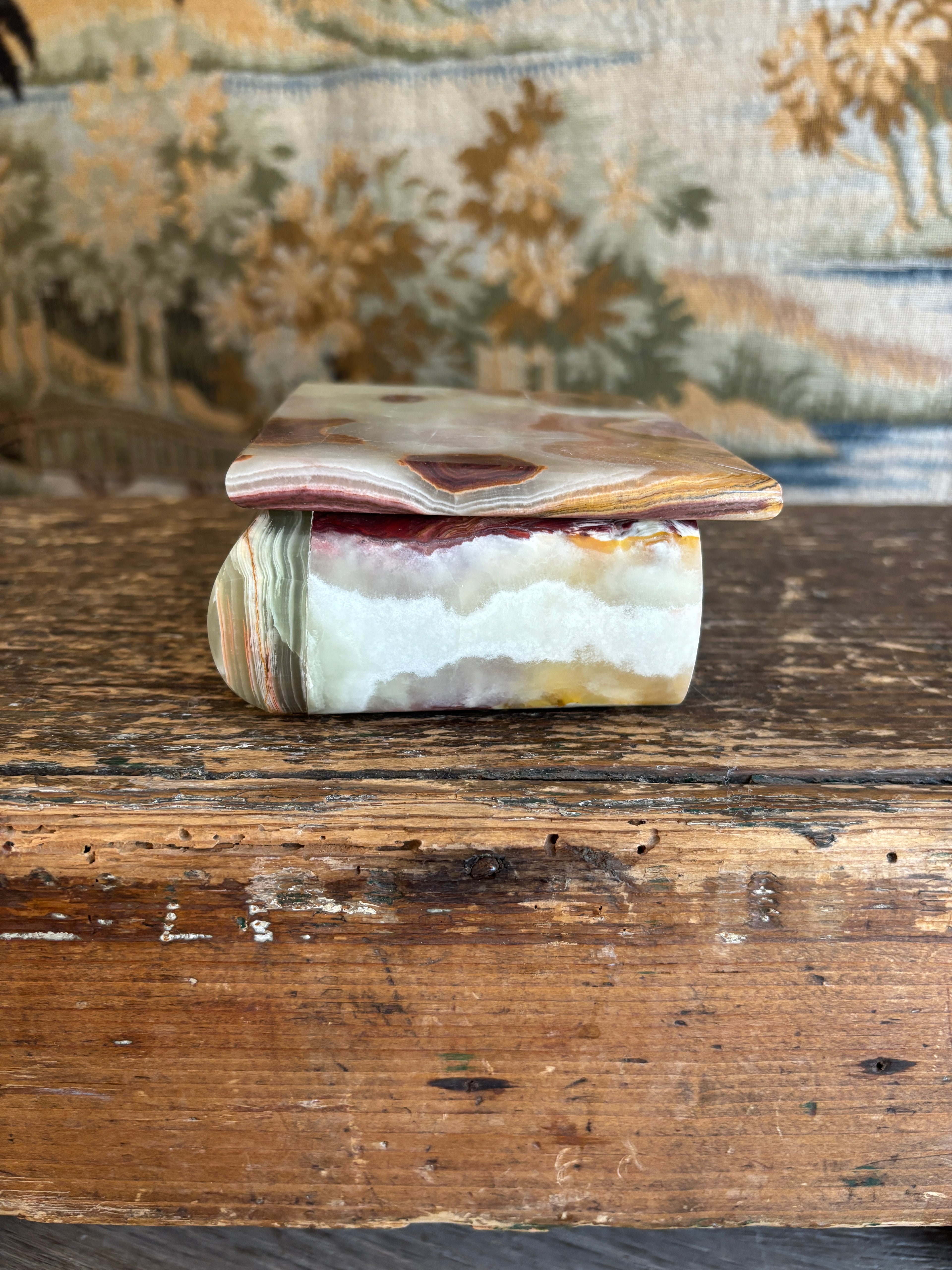 Vintage Banded Onyx Trinket Box