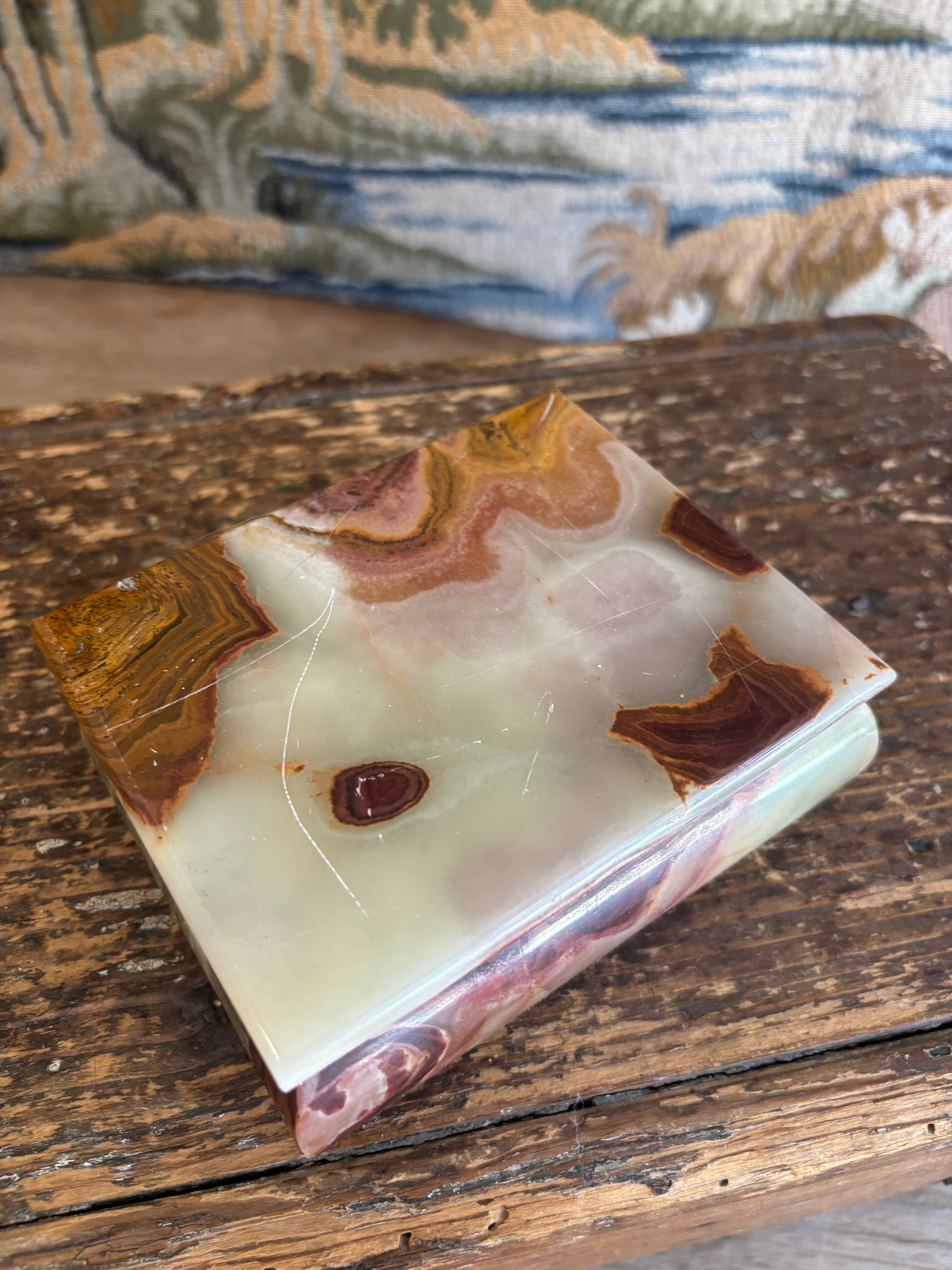 Vintage Banded Onyx Trinket Box