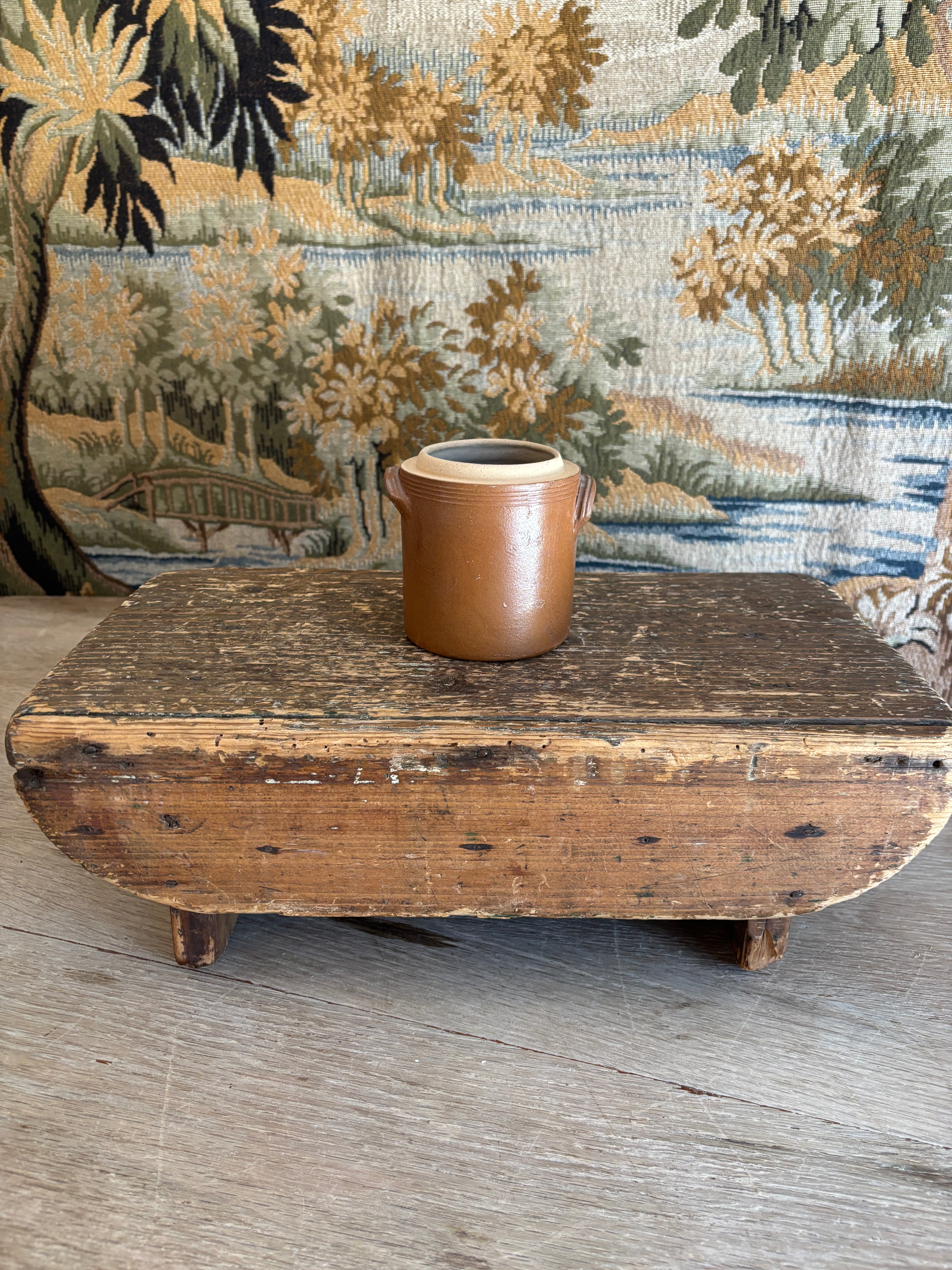 Vintage Small French Stoneware Confit Pot