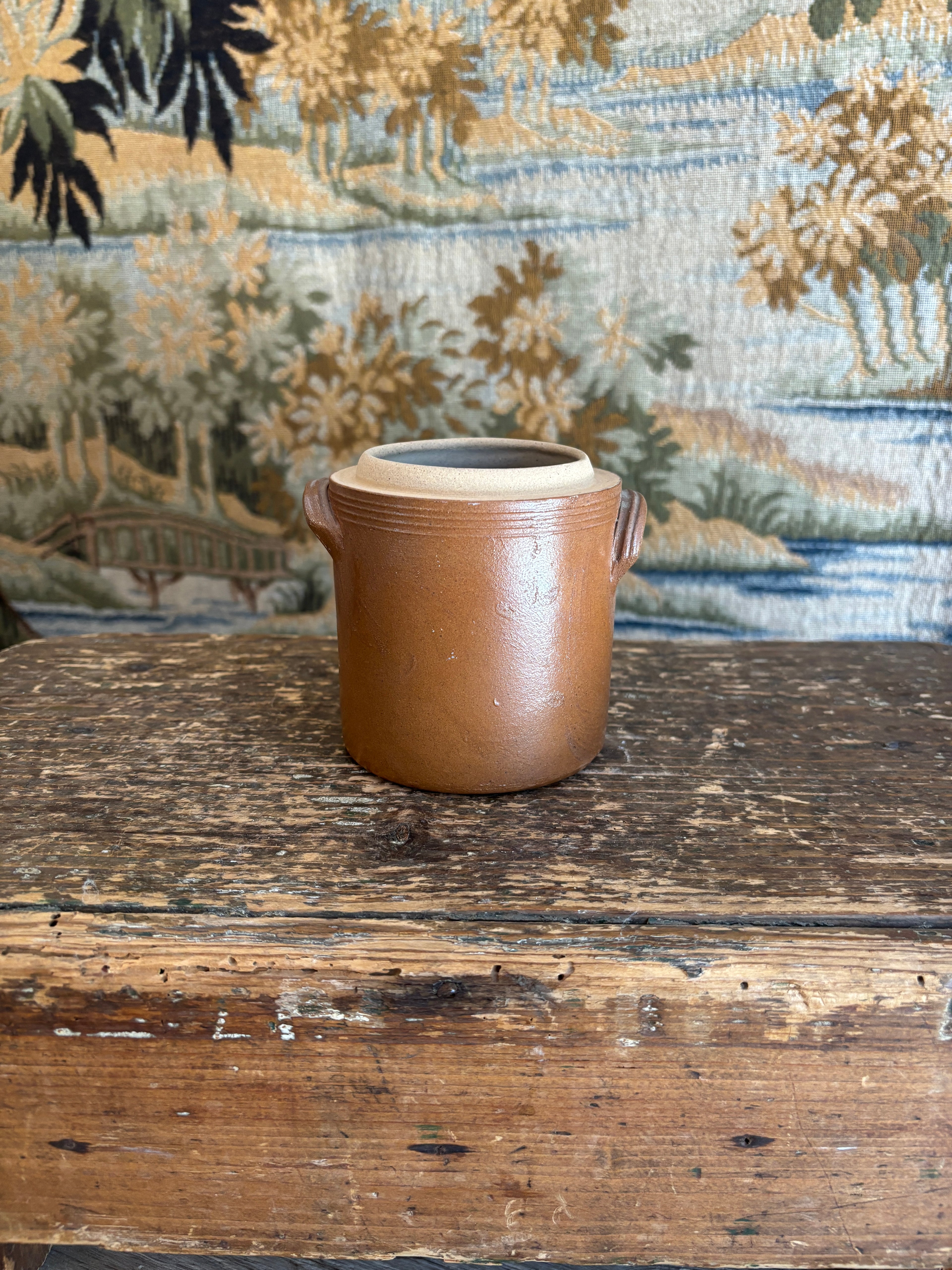 Vintage Small French Stoneware Confit Pot