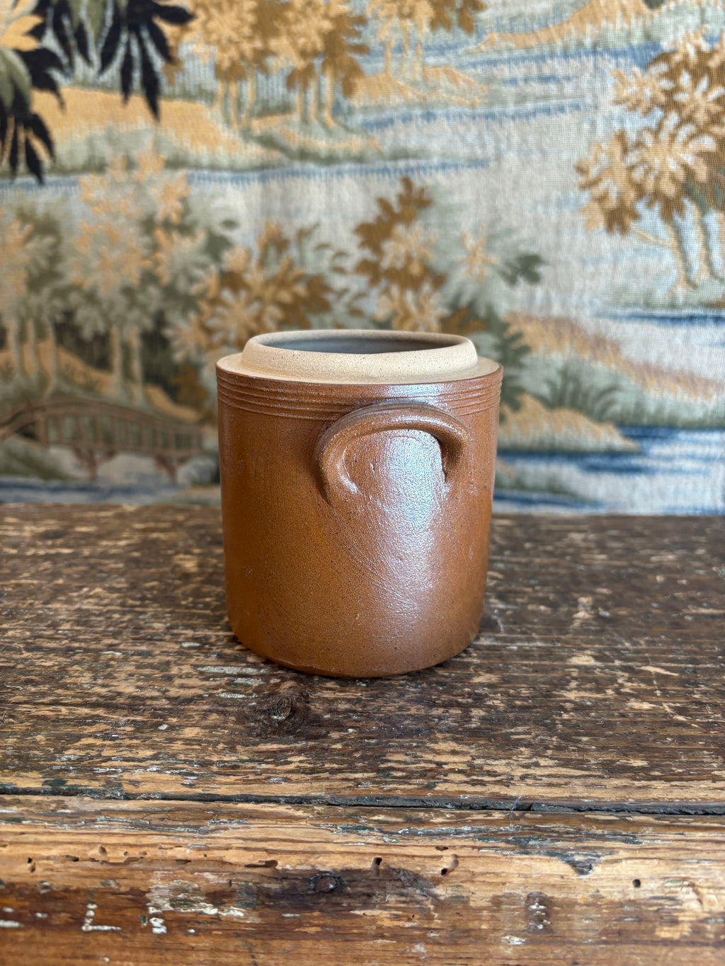 Vintage Small French Stoneware Confit Pot