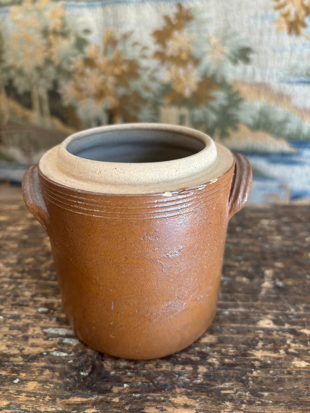 Vintage Small French Stoneware Confit Pot